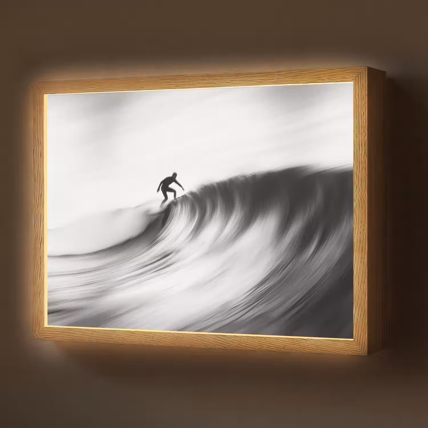 Surfer - Golf - Vervaagd - Zwart Light Box met batterij (Wandlamp) middel -z3d_website