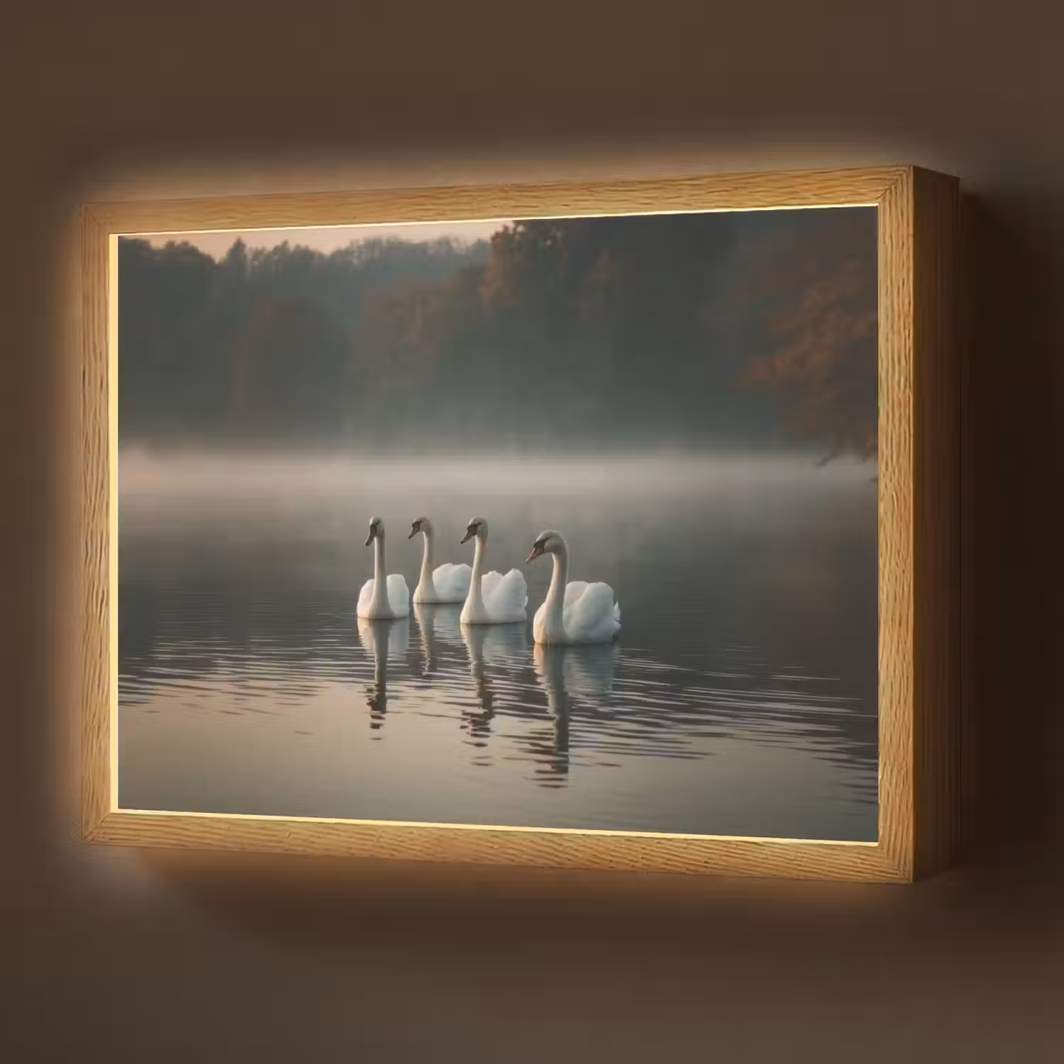 Zwanen - Wit - Water - Mist Light Box met batterij (Wandlamp) middel -z3d_website
