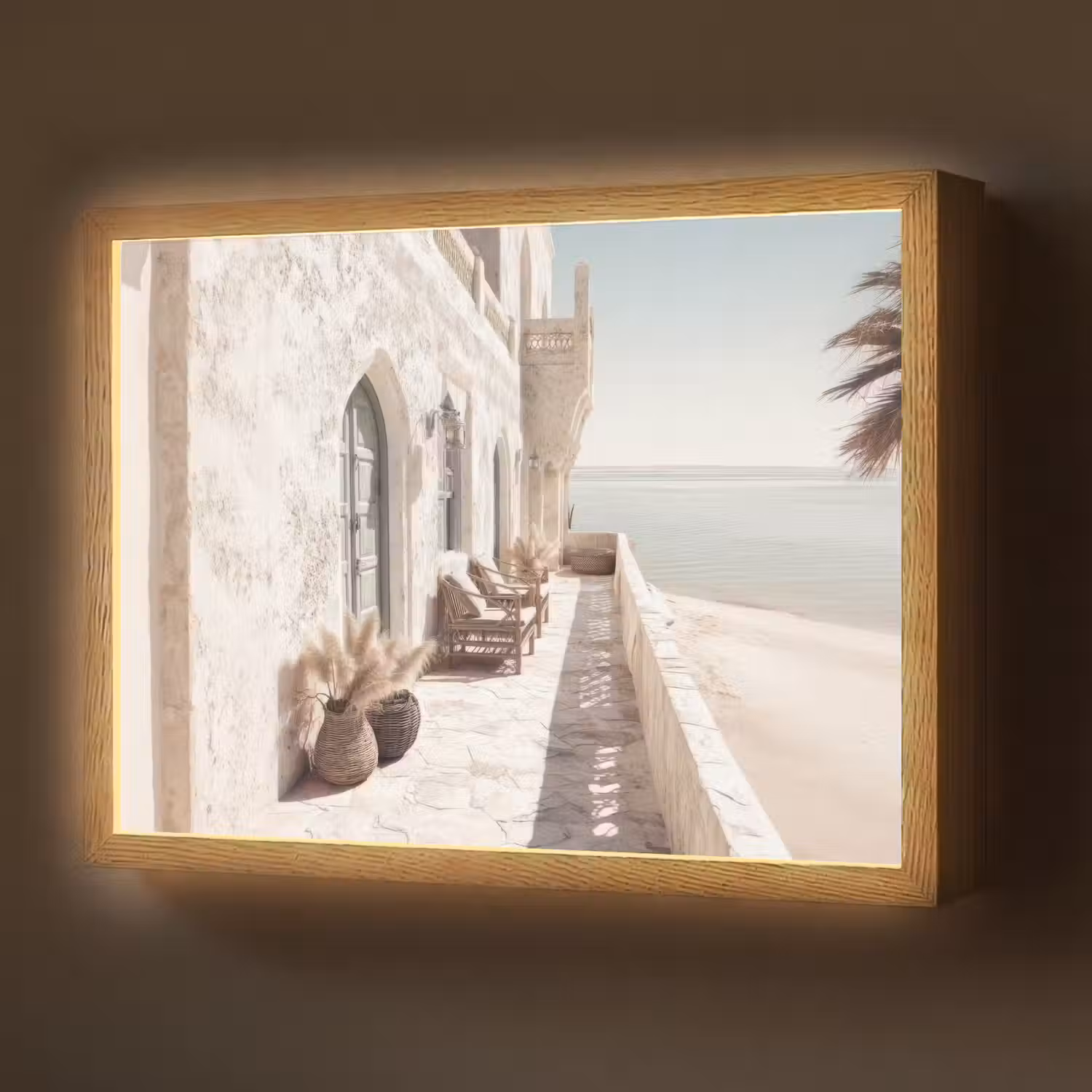 Terras - Stoelen - Strand - Beige Light Box met batterij (Wandlamp) middel -z3d_website