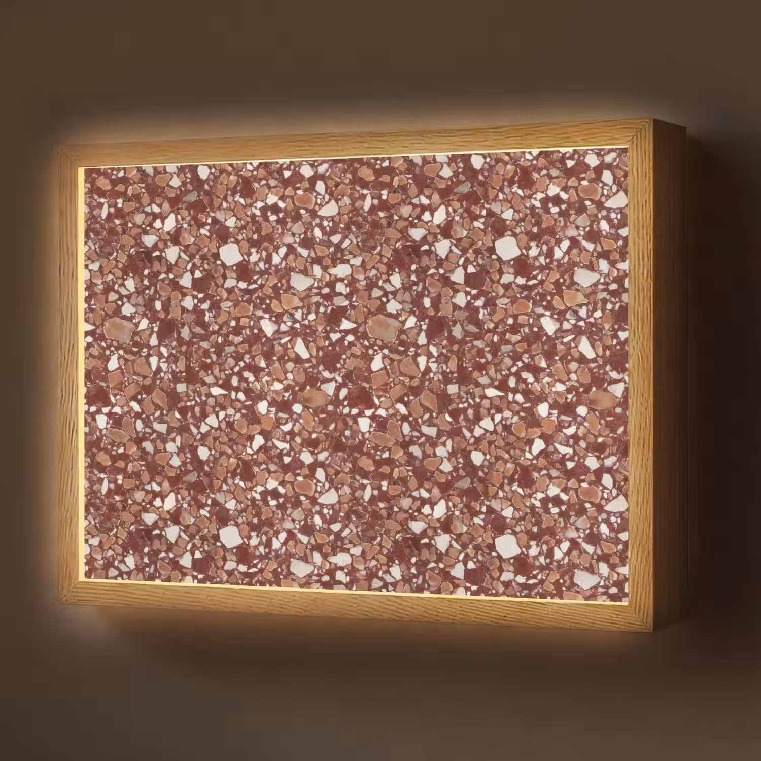 Terrazzo - Patroon - Steentextuur - Roodbruin Light Box met batterij (Wandlamp) middel 907 -z3d_website