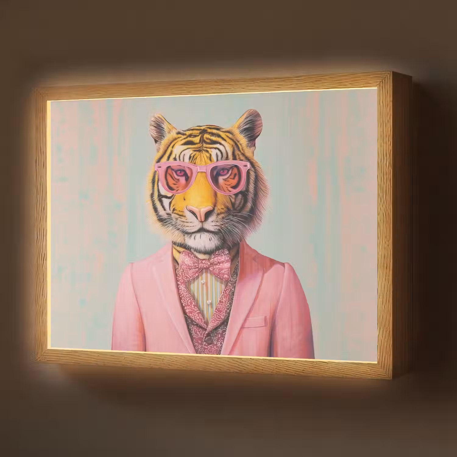 Tijger - Strik - Jasje - Roze Light Box met batterij (Wandlamp) middel -z3d_website