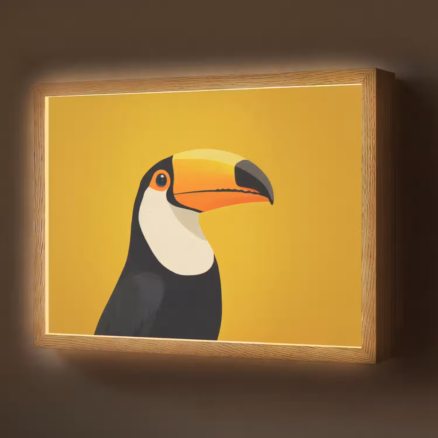 Toekan - Minimalistisch - Snavel - Oranje Light Box met batterij (Wandlamp) middel -z3d_website