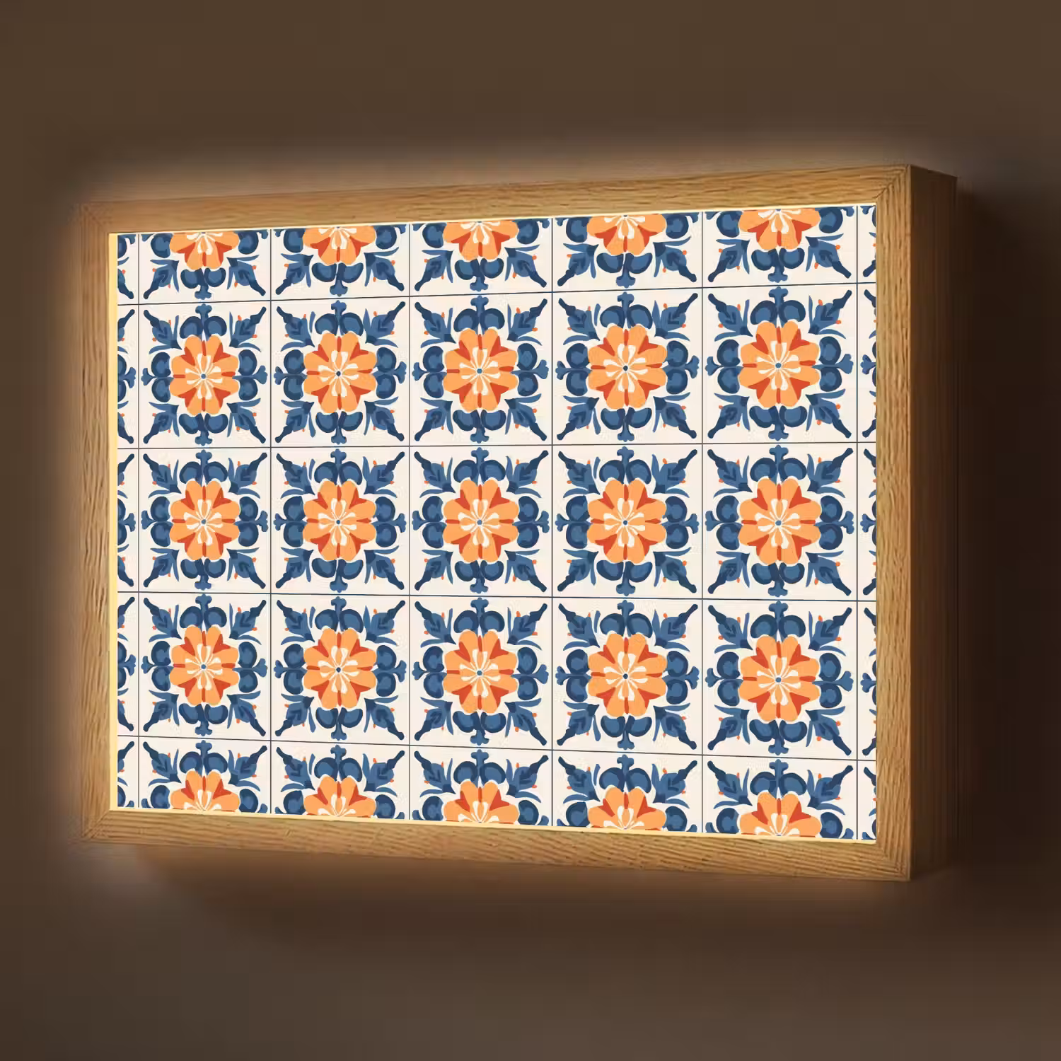 Traditioneel - Tegel - Oranje Light Box met batterij (Wandlamp) middel 907 -z3d_website