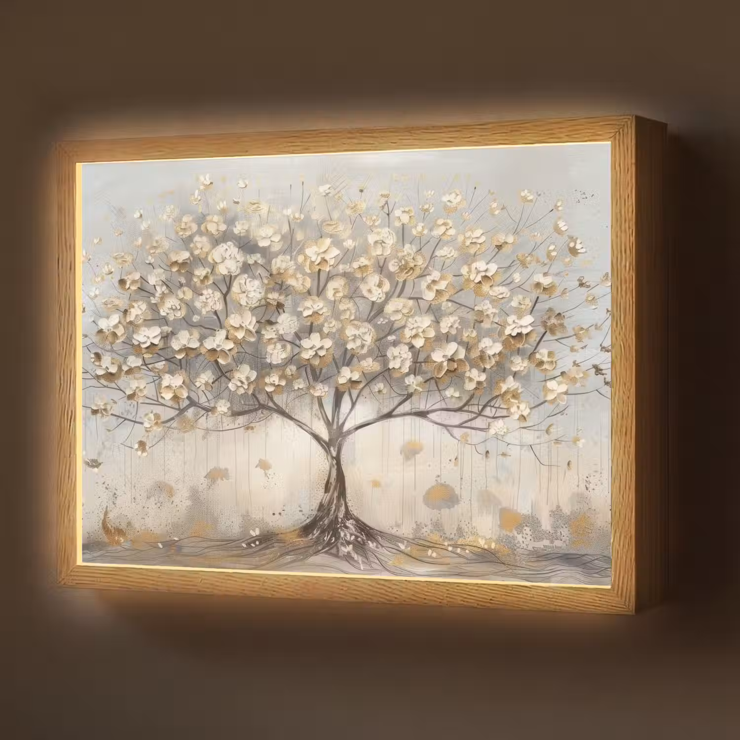 Boom - Beige - Goud - Verflook - Grijs Light Box met batterij (Wandlamp) middel -z3d_website