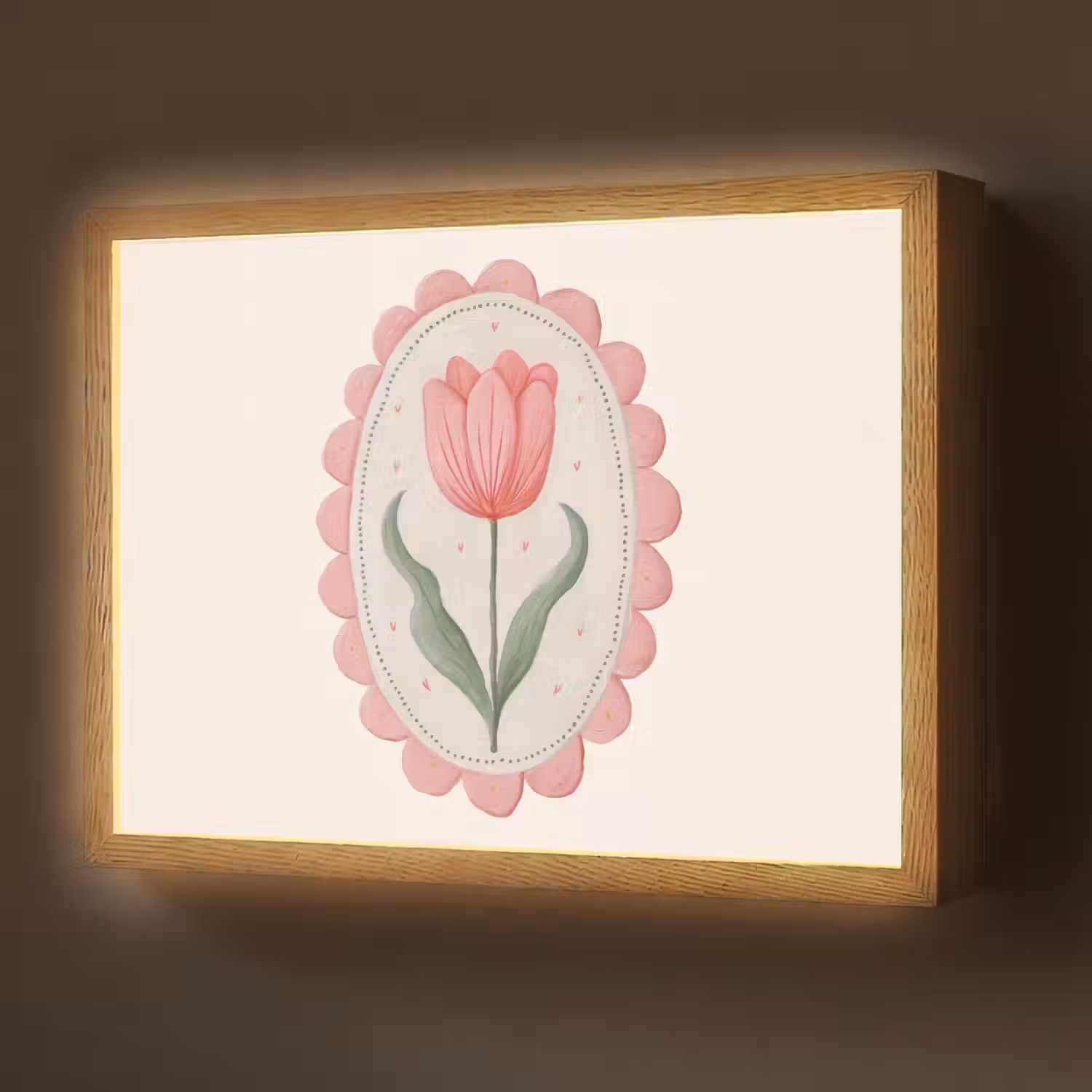 Tulp - Lijst - Ovaal - Illustratie Light Box met batterij (Wandlamp) middel -z3d_website
