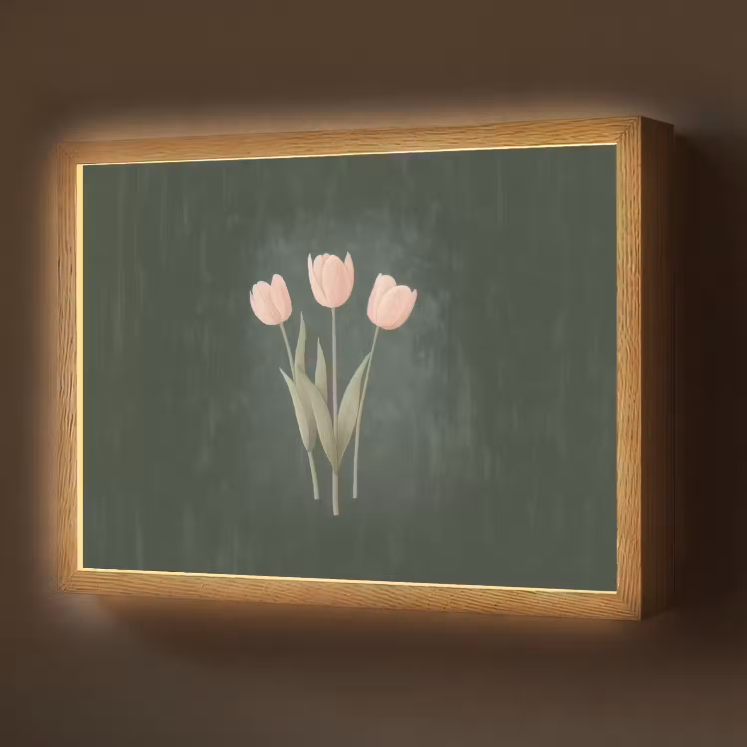 Tulpen - Liefde - Donkergroen Light Box met batterij (Wandlamp) middel -z3d_website