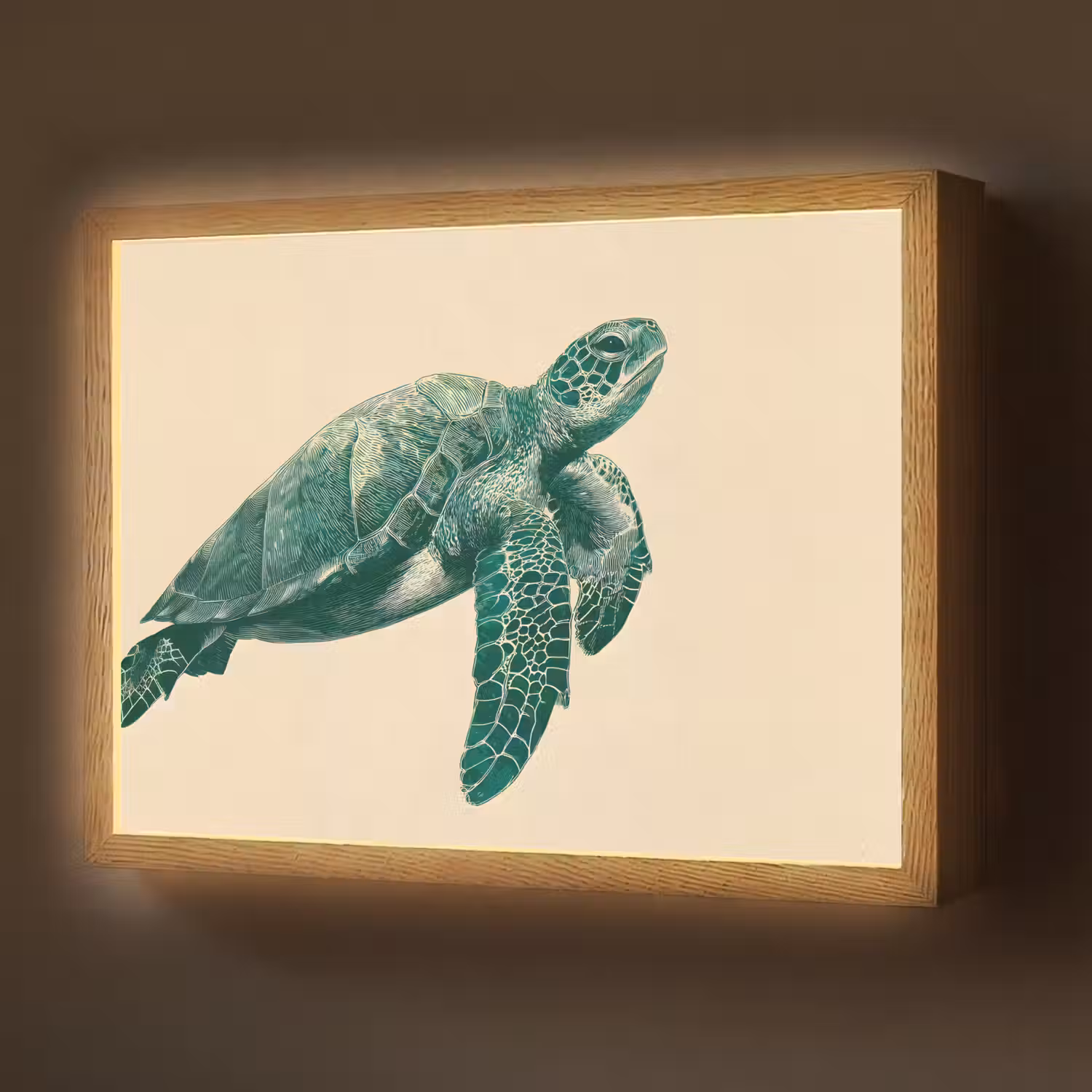 Schildpad - Sierlijk - Groen - Schild Light Box met batterij (Wandlamp) middel -z3d_website