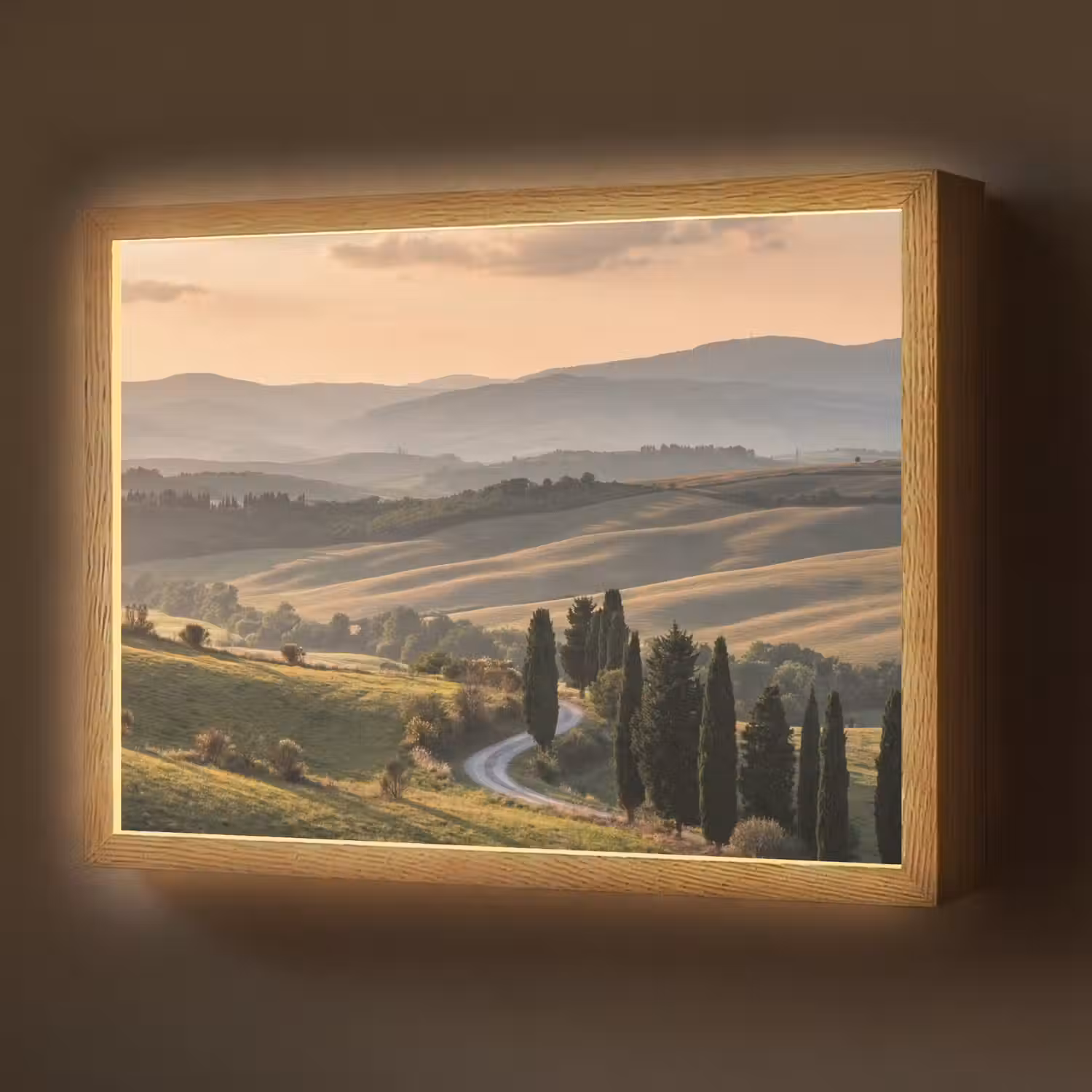 Toscaans - Landschap - Heuvels Light Box met batterij (Wandlamp) middel -z3d_website