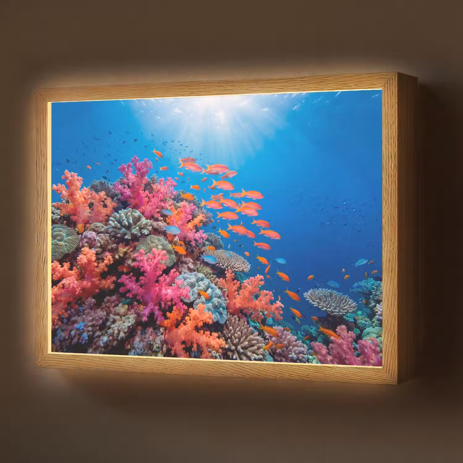 Onderwater - Koraalrif - Vissen - Oceaan - Natuur Light Box met batterij (Wandlamp) middel -z3d_website