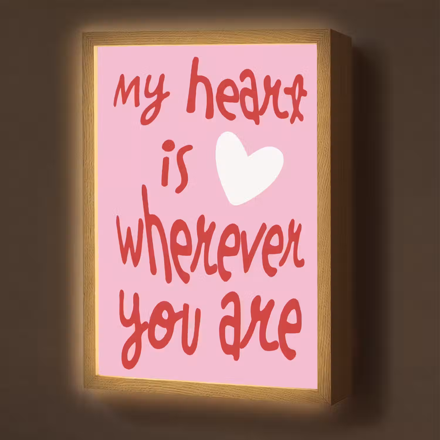 Valentijn - Hart - Liefde - Roze Light Box met batterij (Wandlamp) middel -z3d_website