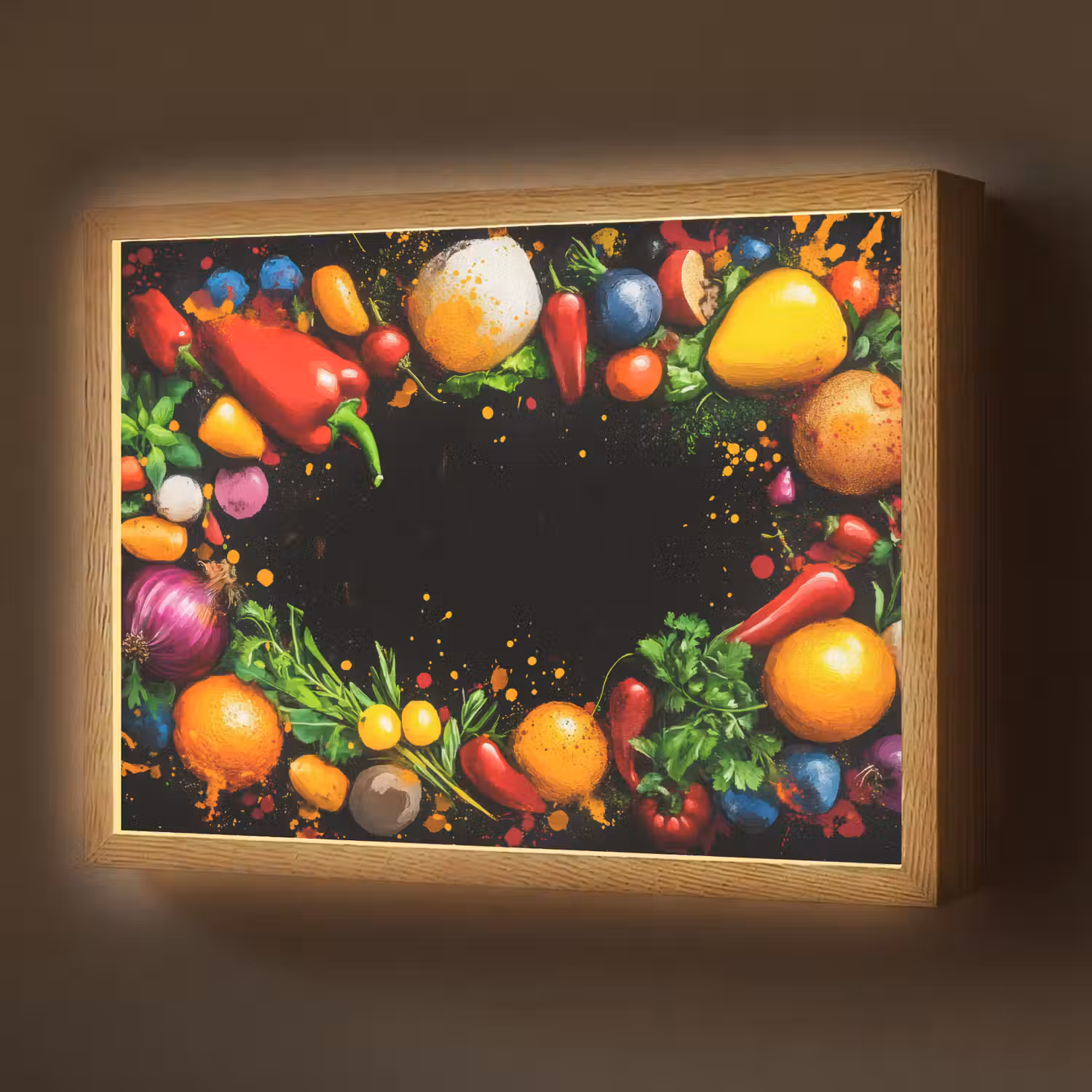 Groente - Graffiti - Kleurrijk - Koken - Abstract Light Box met batterij (Wandlamp) middel -z3d_website