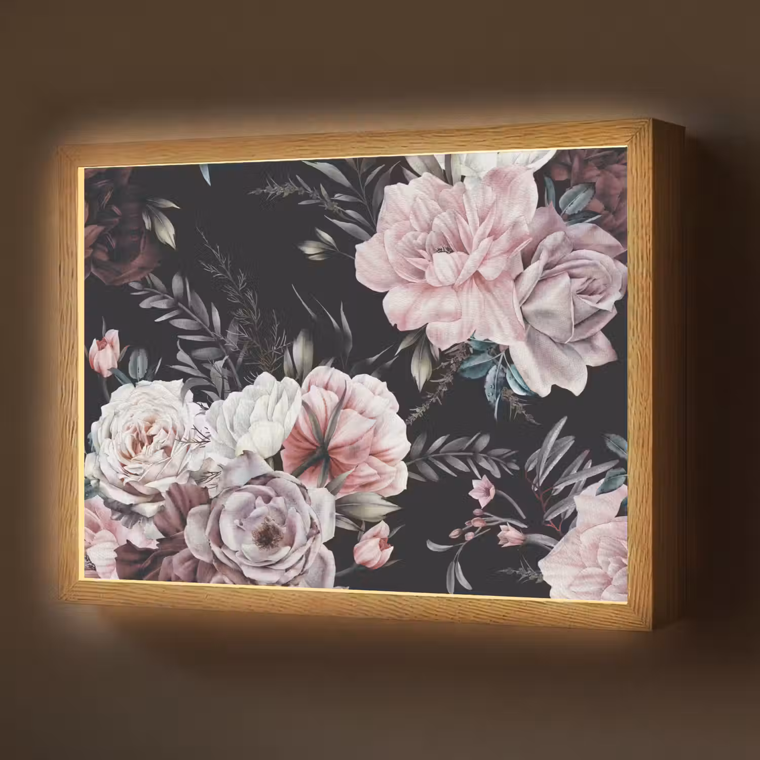 Vintage - Rozen - Romantisch - Bloemen Light Box met batterij (Wandlamp) middel -z3d_website