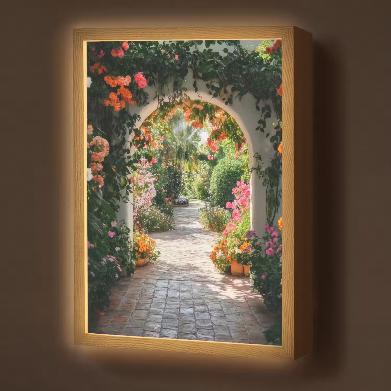 Doorkijk - Bloemen - Natuur - Bloementuin Light Box met batterij (Wandlamp) middel -z3d_website