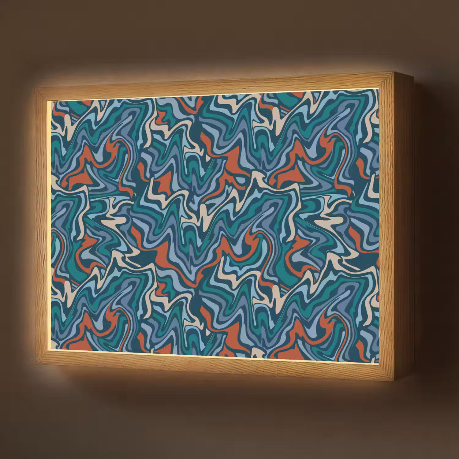 Golven - Retro - Blauw - Patroon Light Box met batterij (Wandlamp) middel 907 -z3d_website