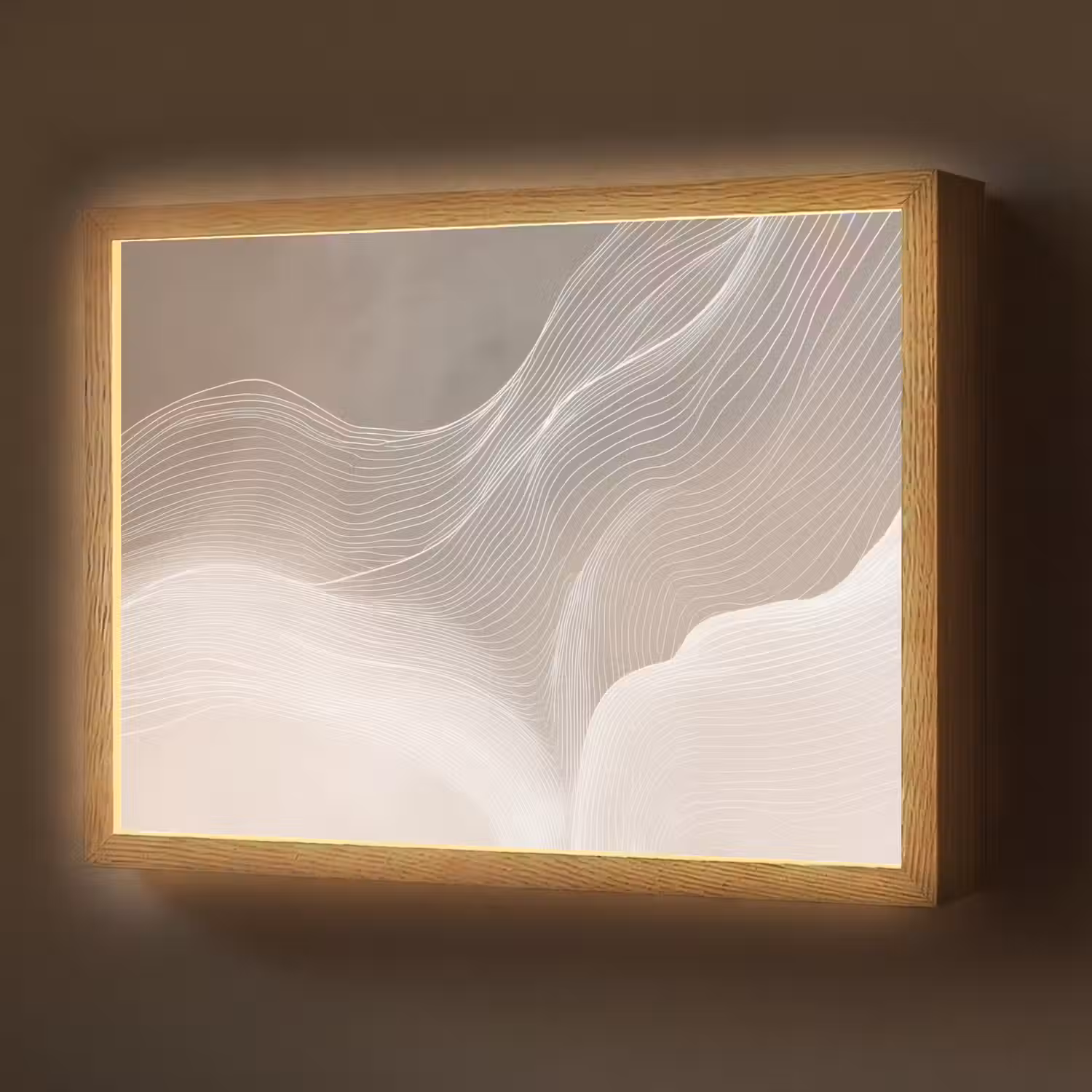 Golvende lijnen - Luchtstromen - Harmonieus Light Box met batterij (Wandlamp) middel -z3d_website