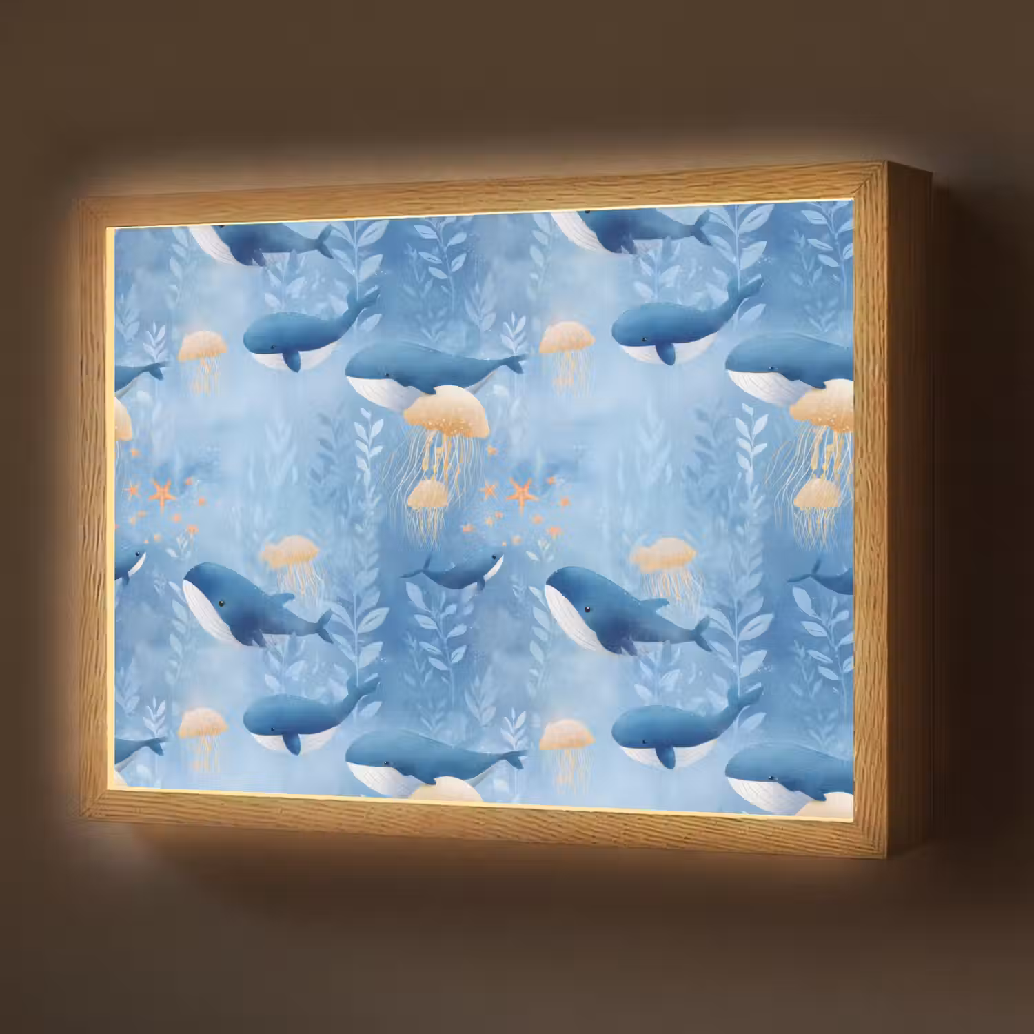Walvissen - Oceaan - Blauw Light Box met batterij (Wandlamp) middel 907 -z3d_website