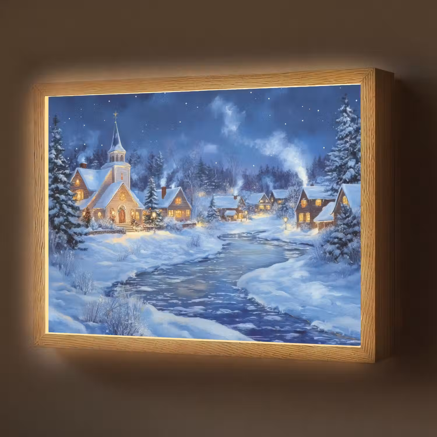Winteravond - Kerstdorp - Donker Light Box met batterij (Wandlamp) middel -z3d_website