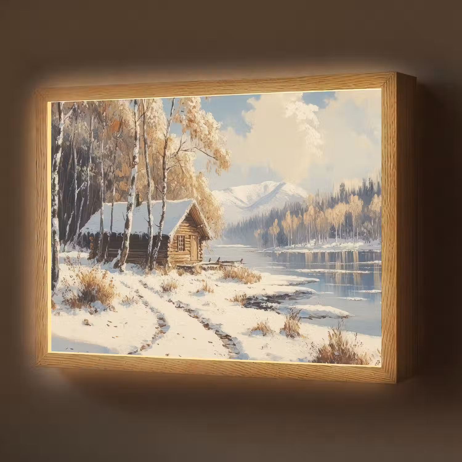 Winter - Sneeuw - Huis - Natuur Light Box met batterij (Wandlamp) middel -z3d_website