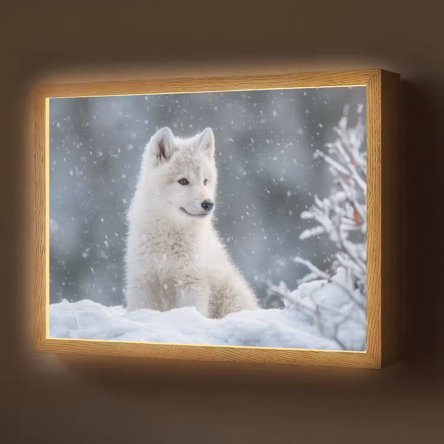 Wolf - Pup - Sneeuw Light Box met batterij (Wandlamp) middel -z3d_website