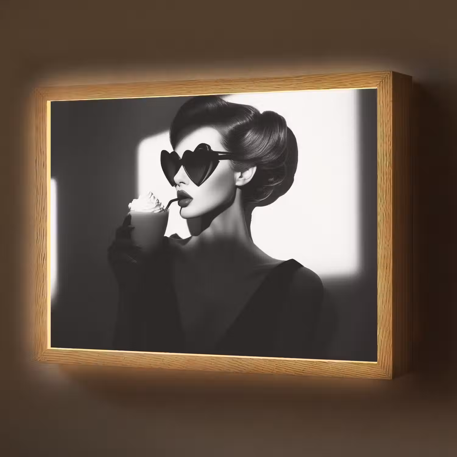 Vrouw - Zwart - Hart Light Box met batterij (Wandlamp) middel -z3d_website