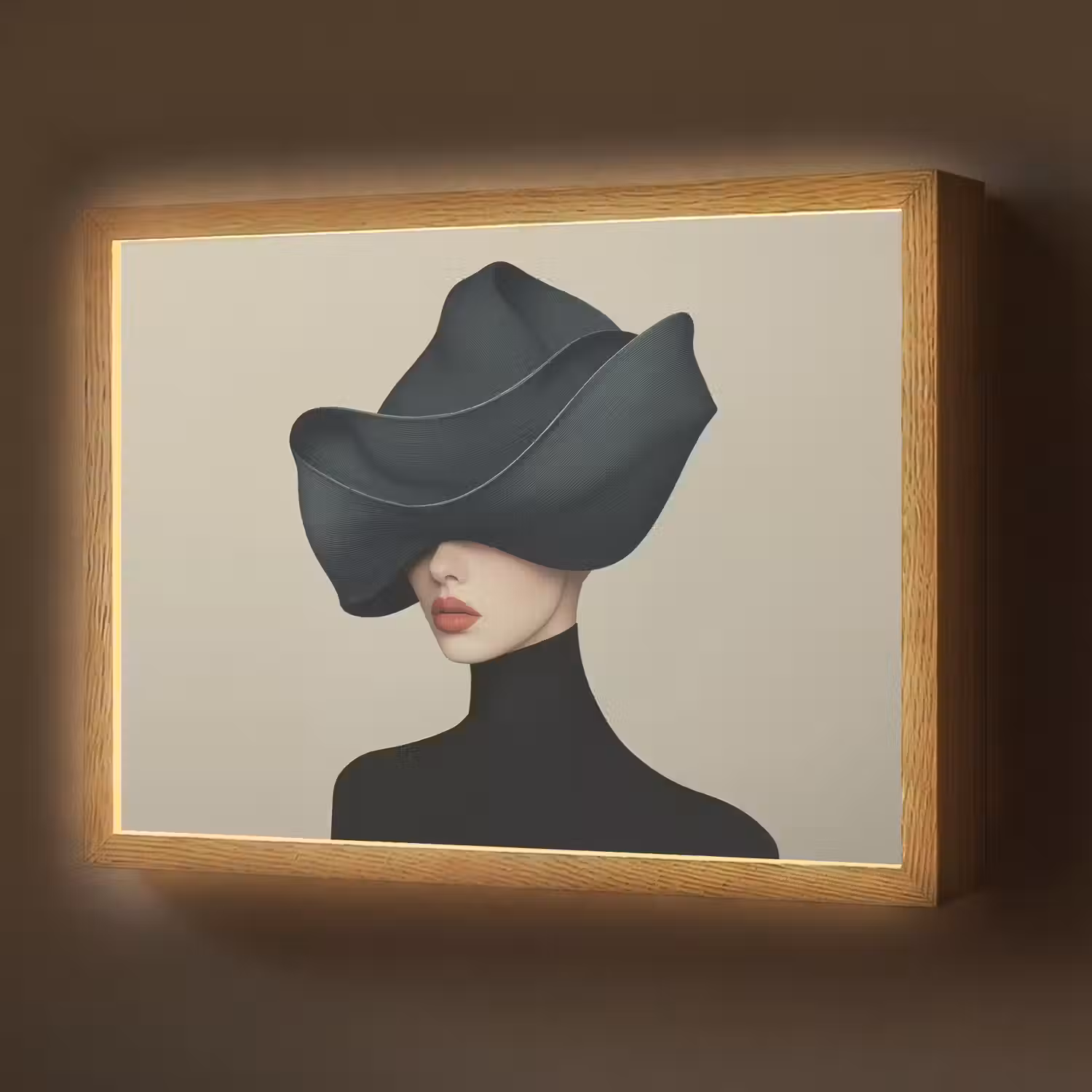 Vrouw - Groen - Hoed Light Box met batterij (Wandlamp) middel -z3d_website