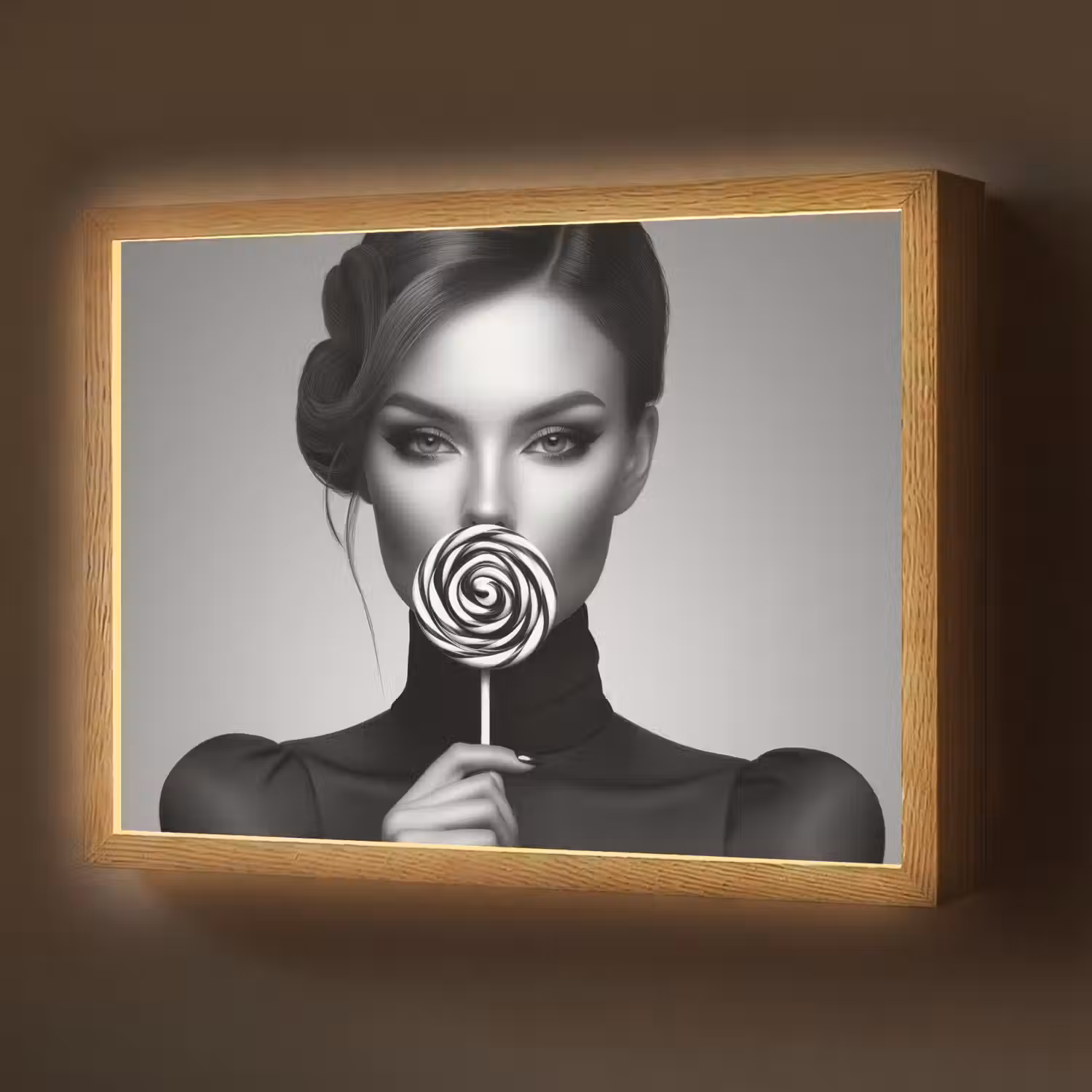 Vrouw - Lolly - Zwart Light Box met batterij (Wandlamp) middel -z3d_website
