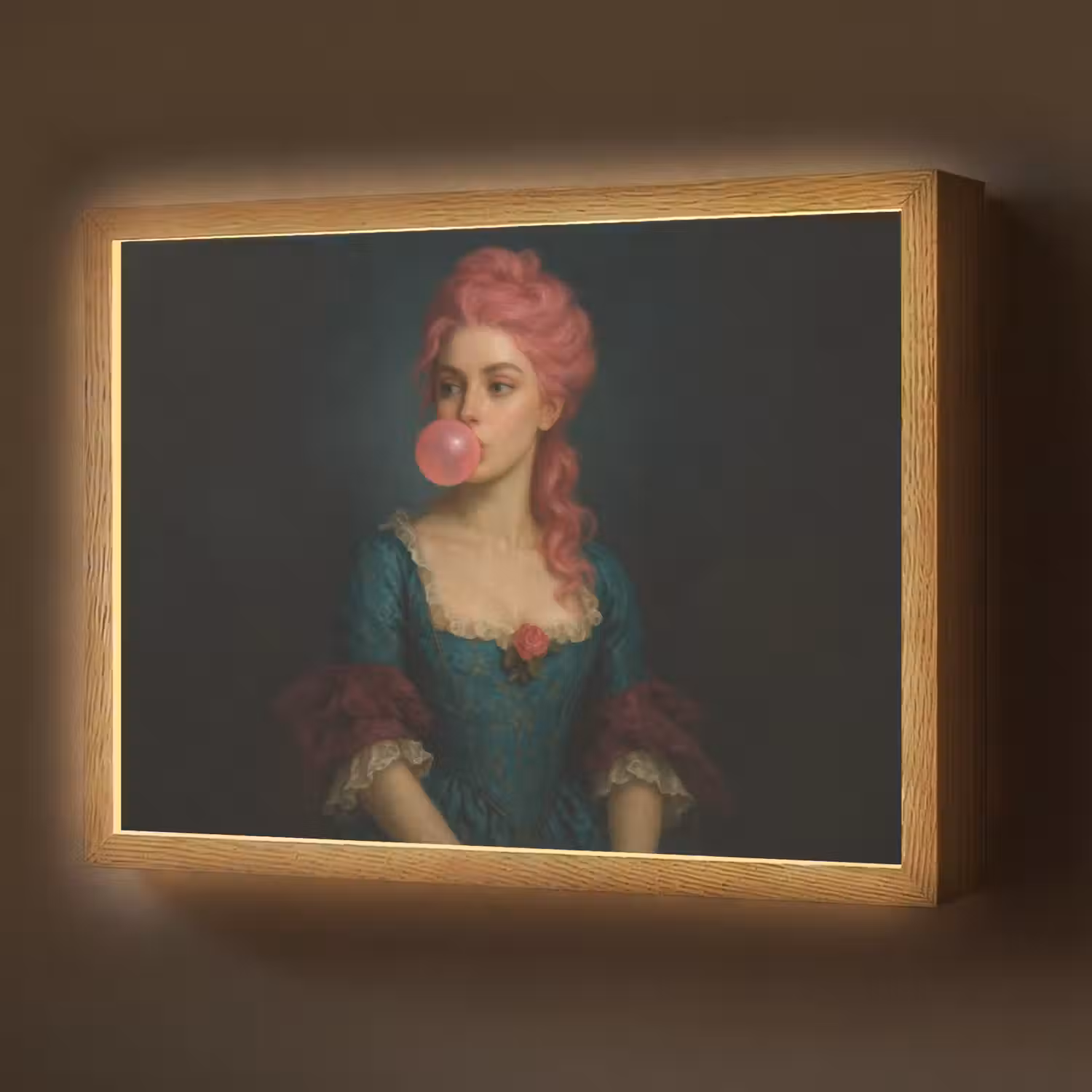 Vrouw - Portret - Kauwgombel Light Box met batterij (Wandlamp) middel -z3d_website