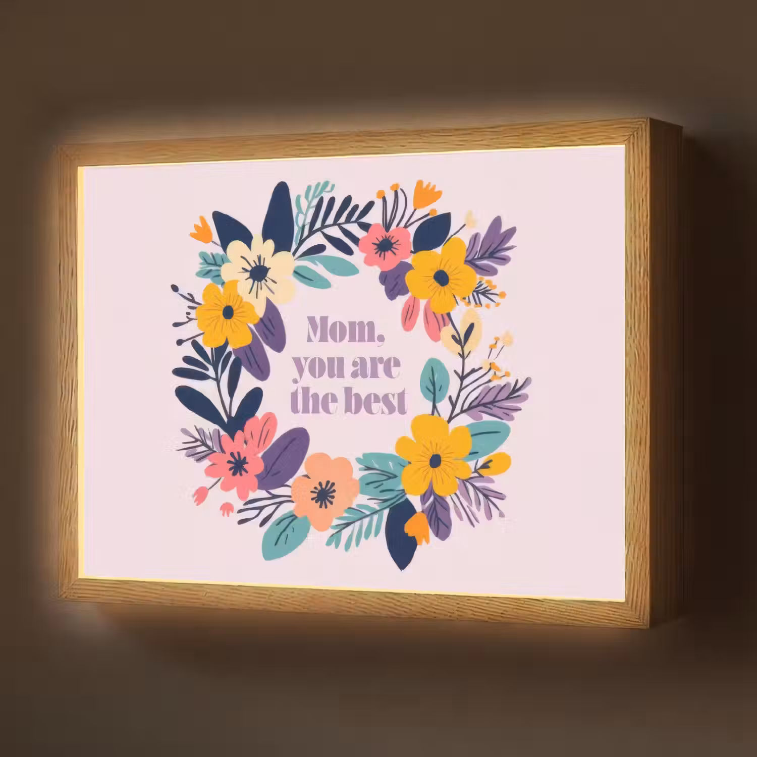 Bloemenkrans - Kleurrijk - Moeder Light Box met batterij (Wandlamp) middel -z3d_website