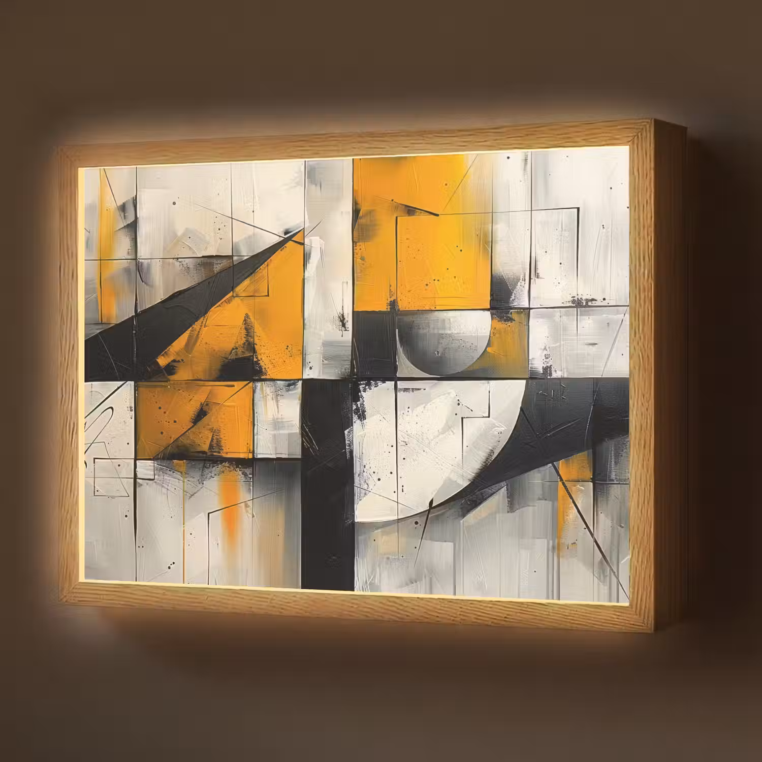 Geel - Abstract - Modern - Vormen Light Box met batterij (Wandlamp) middel -z3d_website