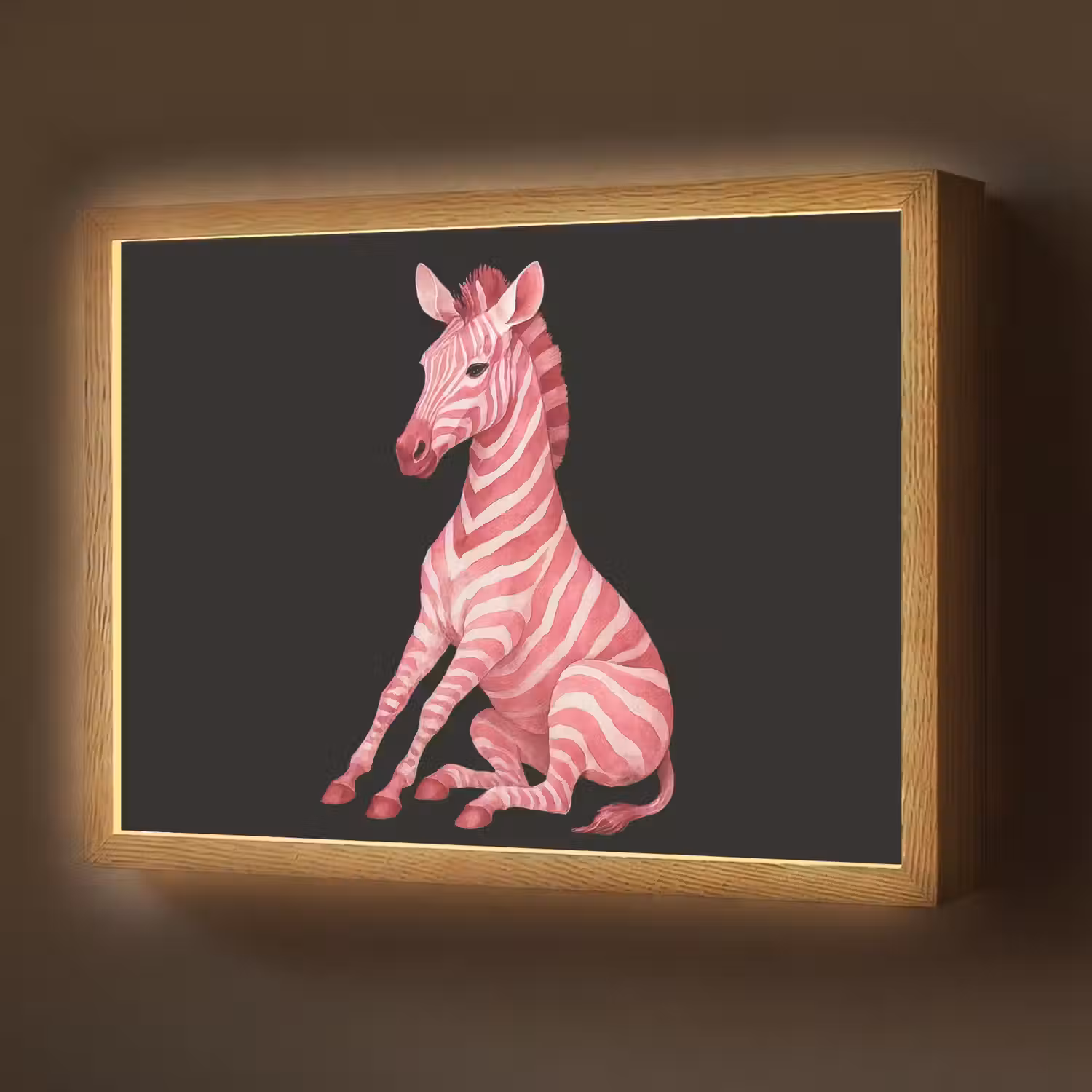 Zebra - Roze - Gestreept Light Box met batterij (Wandlamp) middel -z3d_website