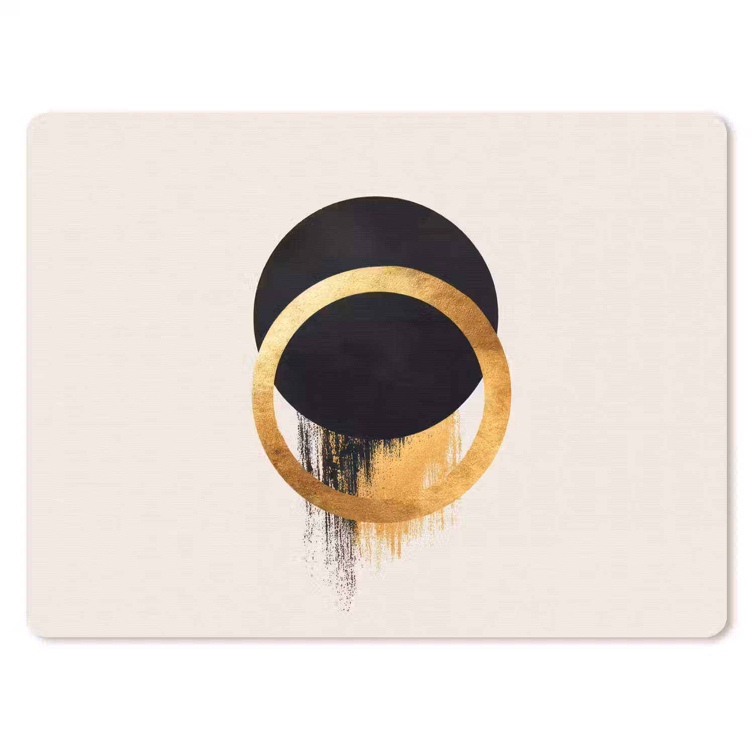 Abstract ontwerp - Zwarte cirkel - Verfvlekken muismat rubber klein -3d