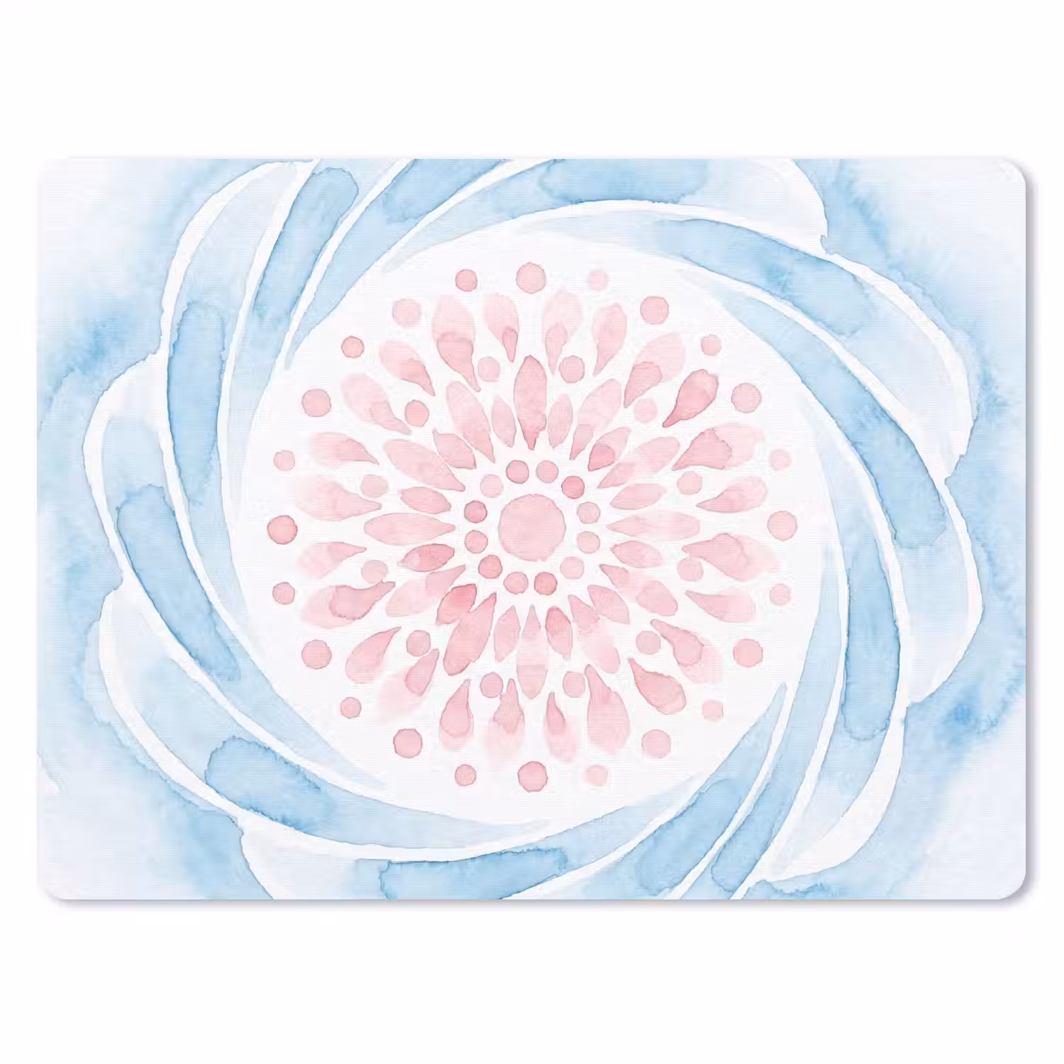 Abstract - Bloemvorm - Aquarel - Roze - Blauw muismat rubber klein -3d