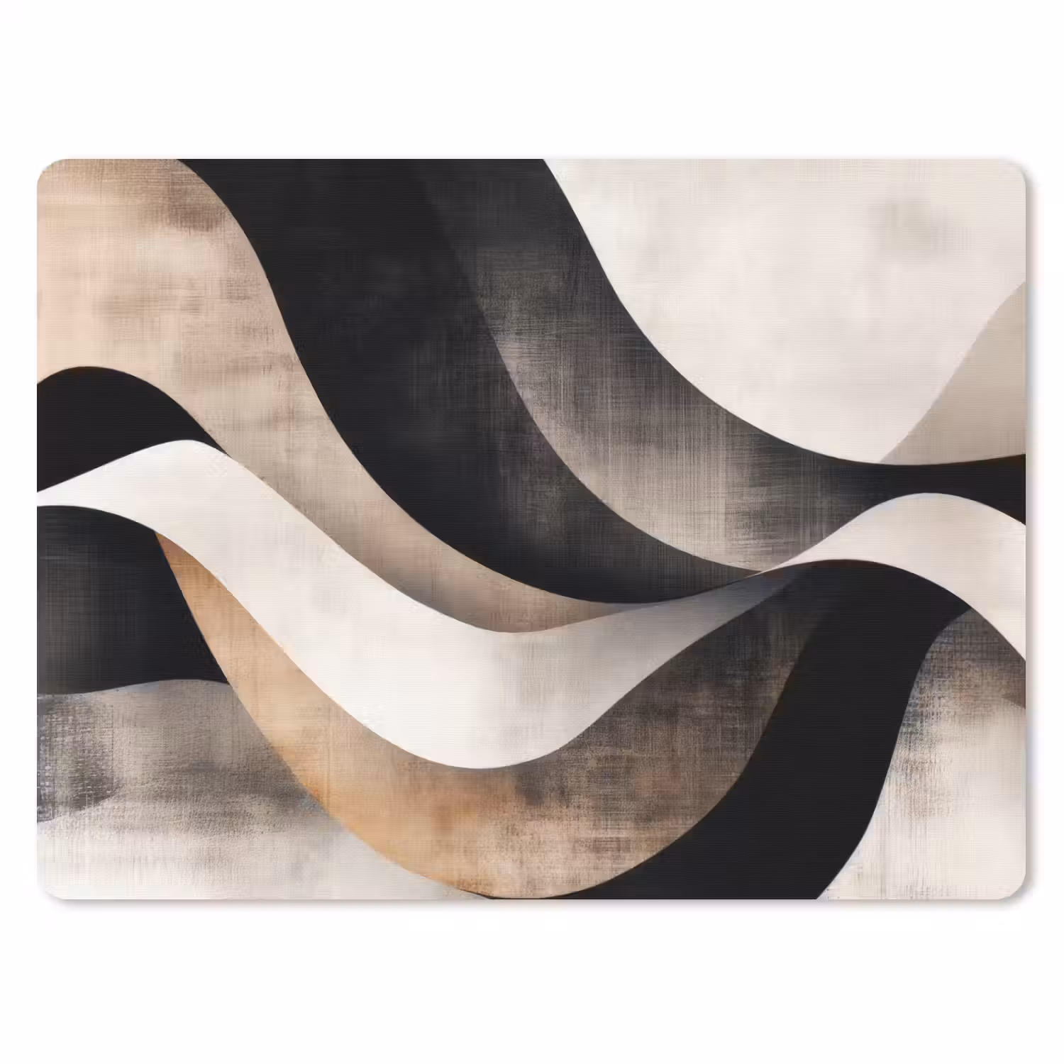 Abstract - Golven - Zwart - Verweerd muismat rubber klein -3d