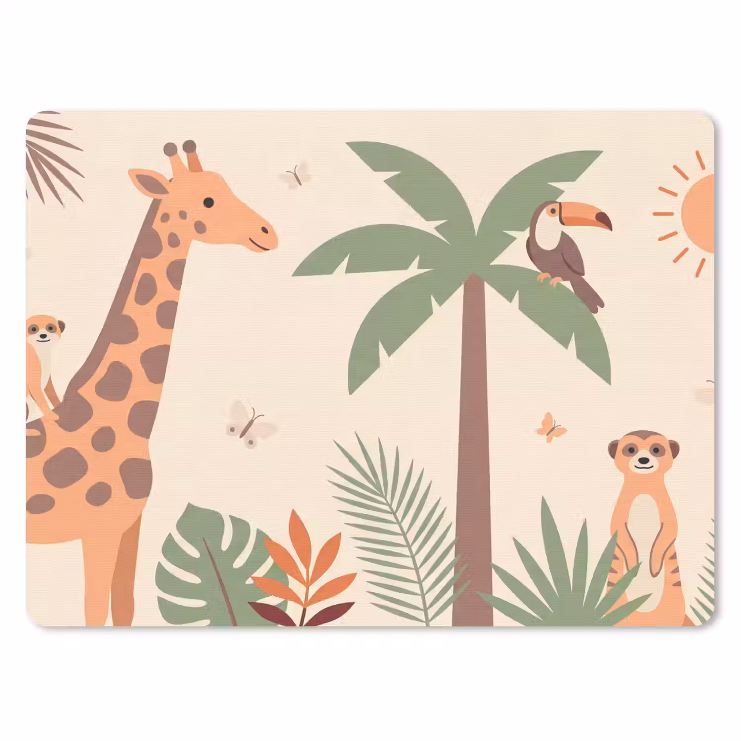 Dieren - Tropisch - Safari - Kleurrijk muismat rubber klein -3d