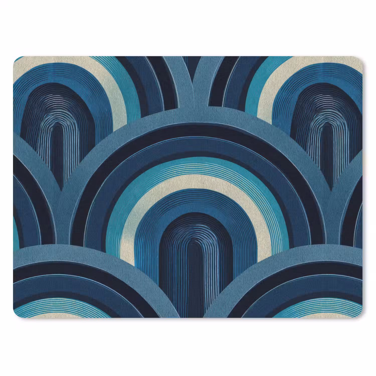 Bogen - Geometrisch - Patroon - Blauw - Retro muismat rubber klein 262 -3d