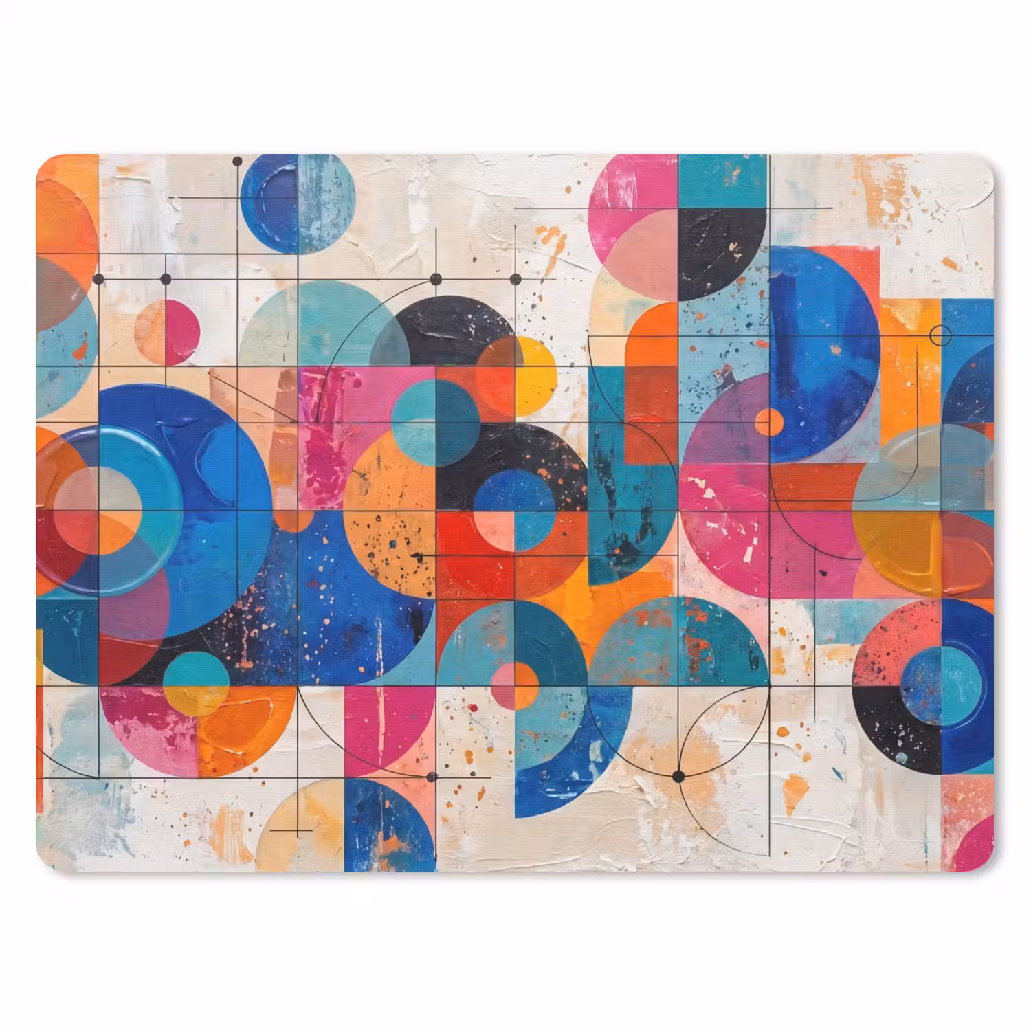 Kunst - Geometrisch - Abstract - Kleurrijk muismat rubber klein -3d