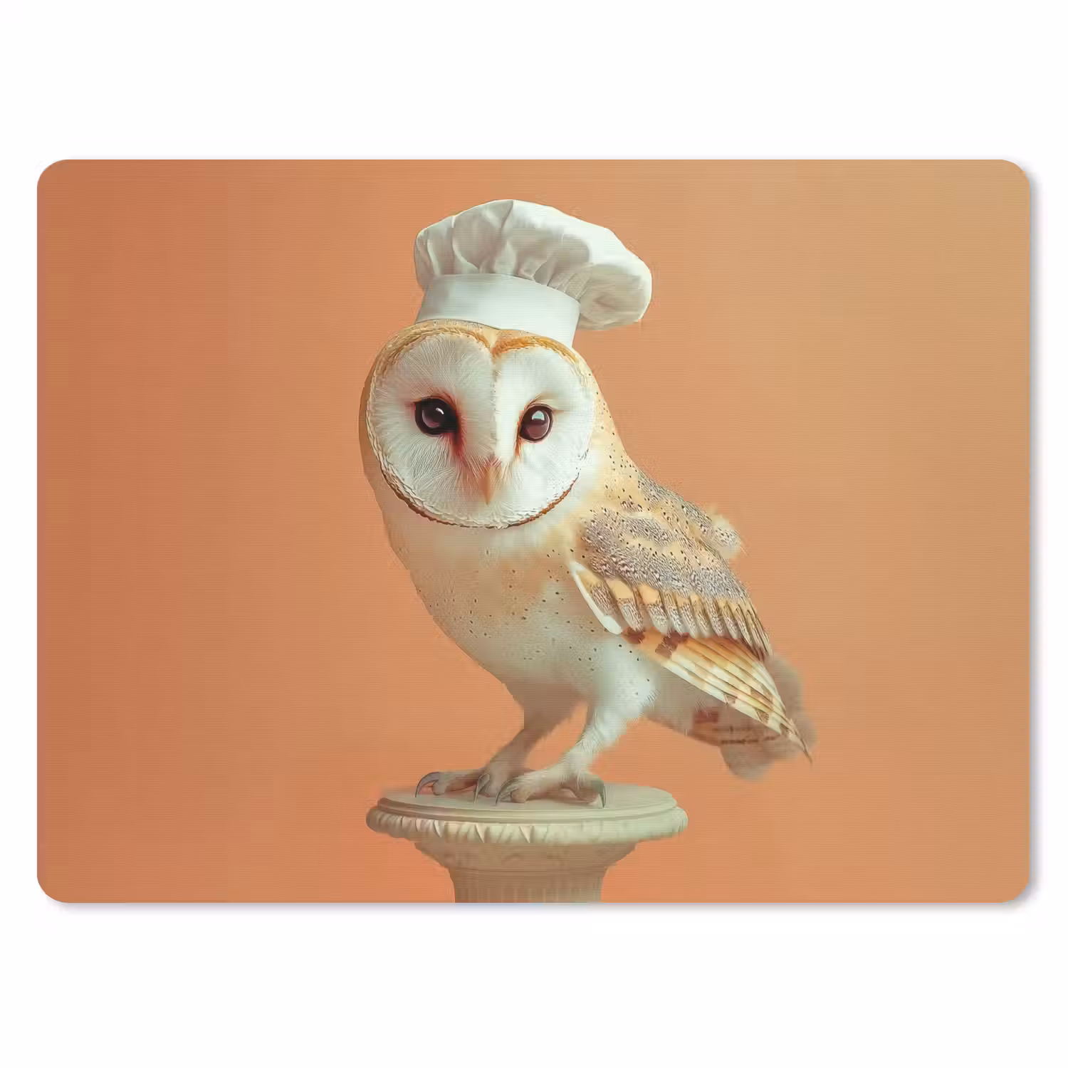 Kerkuil - Koksmuts - Oranje - Vogel muismat rubber klein -3d