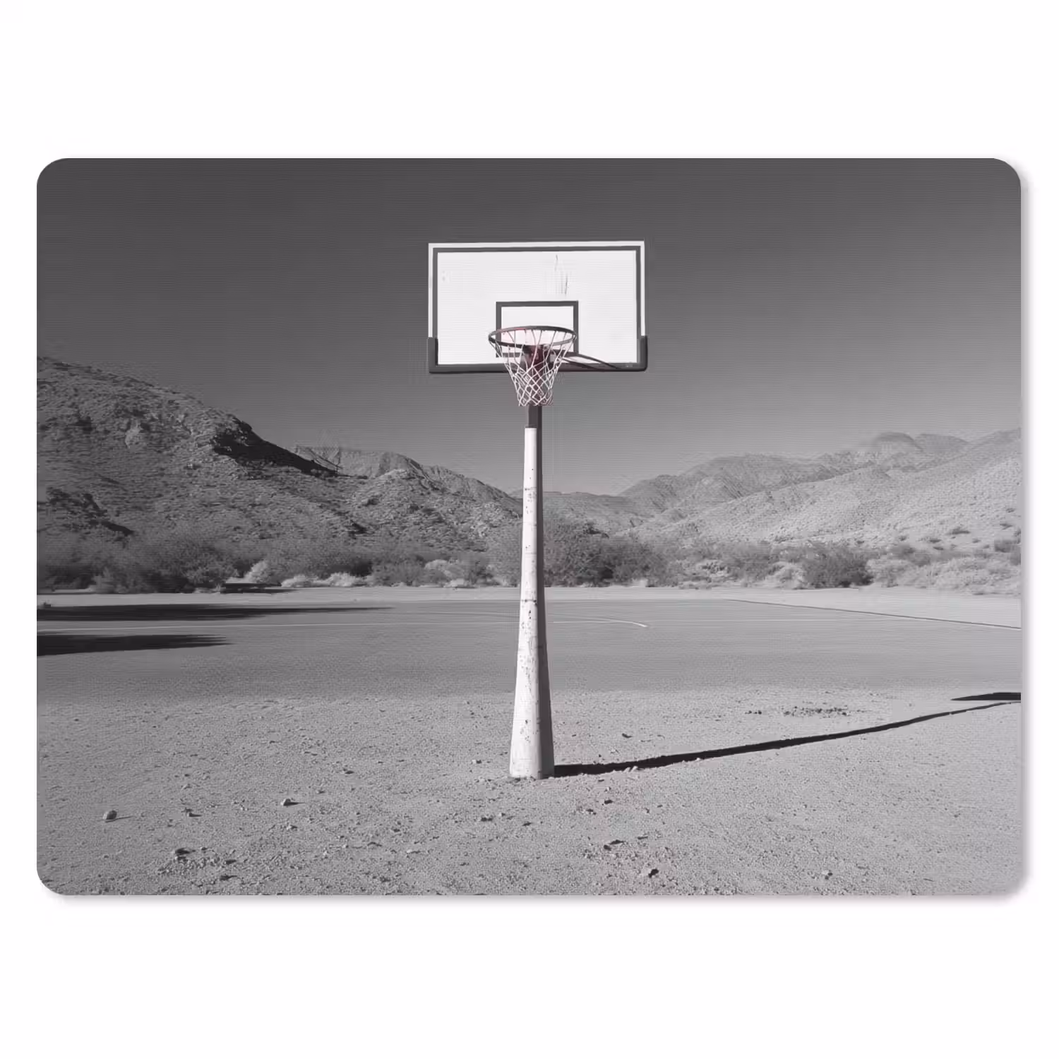 Basketbalpaal - Landschap - Zand - Wit muismat rubber klein -3d