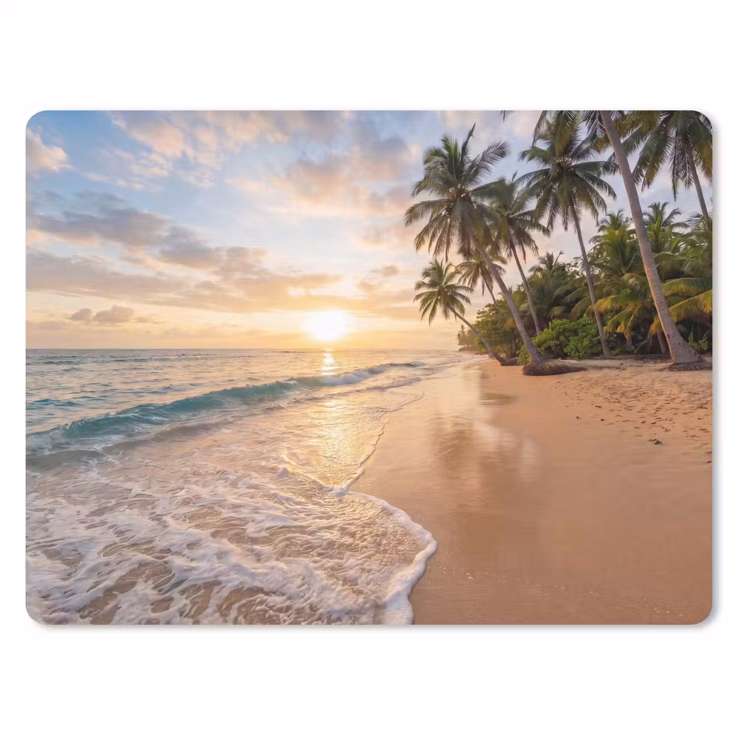 Strand - Zonsondergang - Tropisch - Natuur - Goud muismat rubber klein -3d