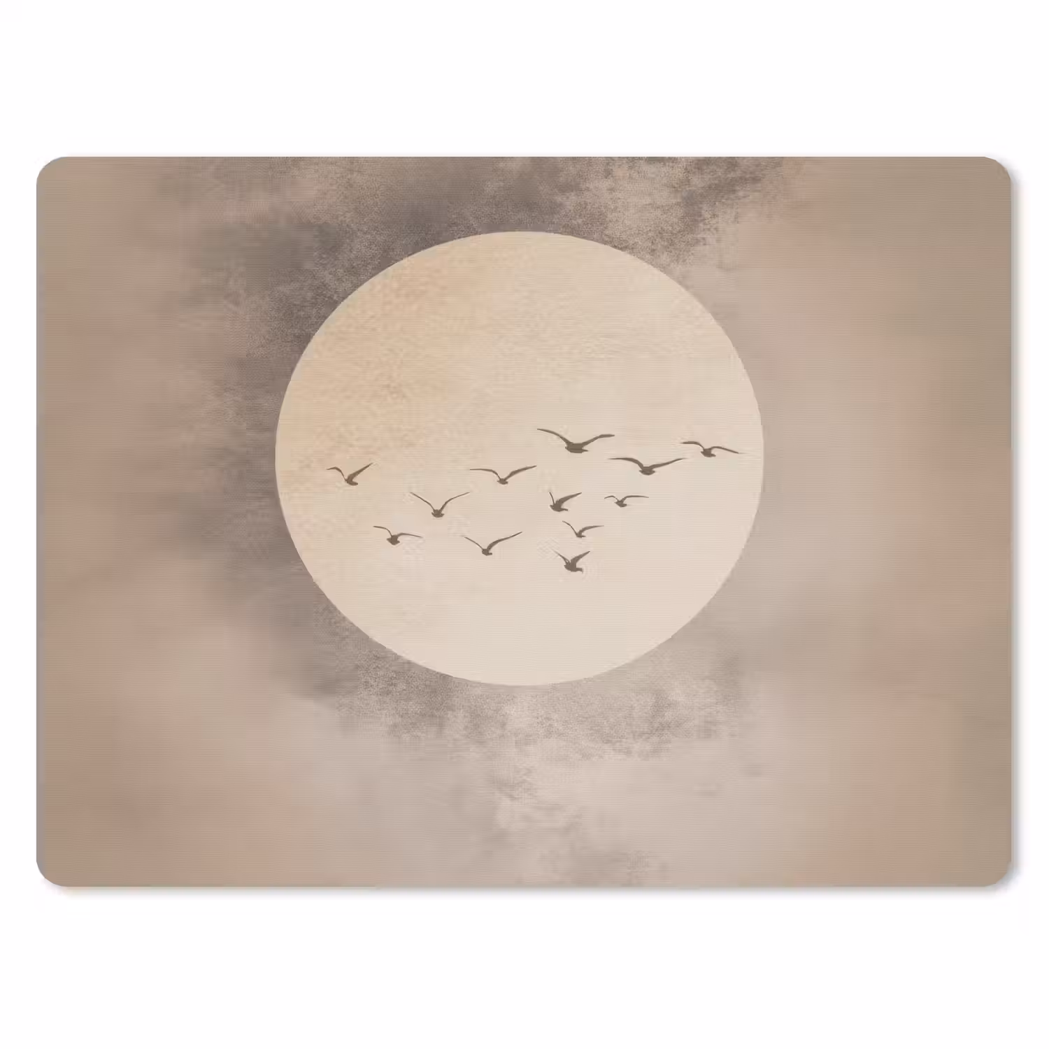Vogel - Beige - Japandi muismat rubber klein -3d