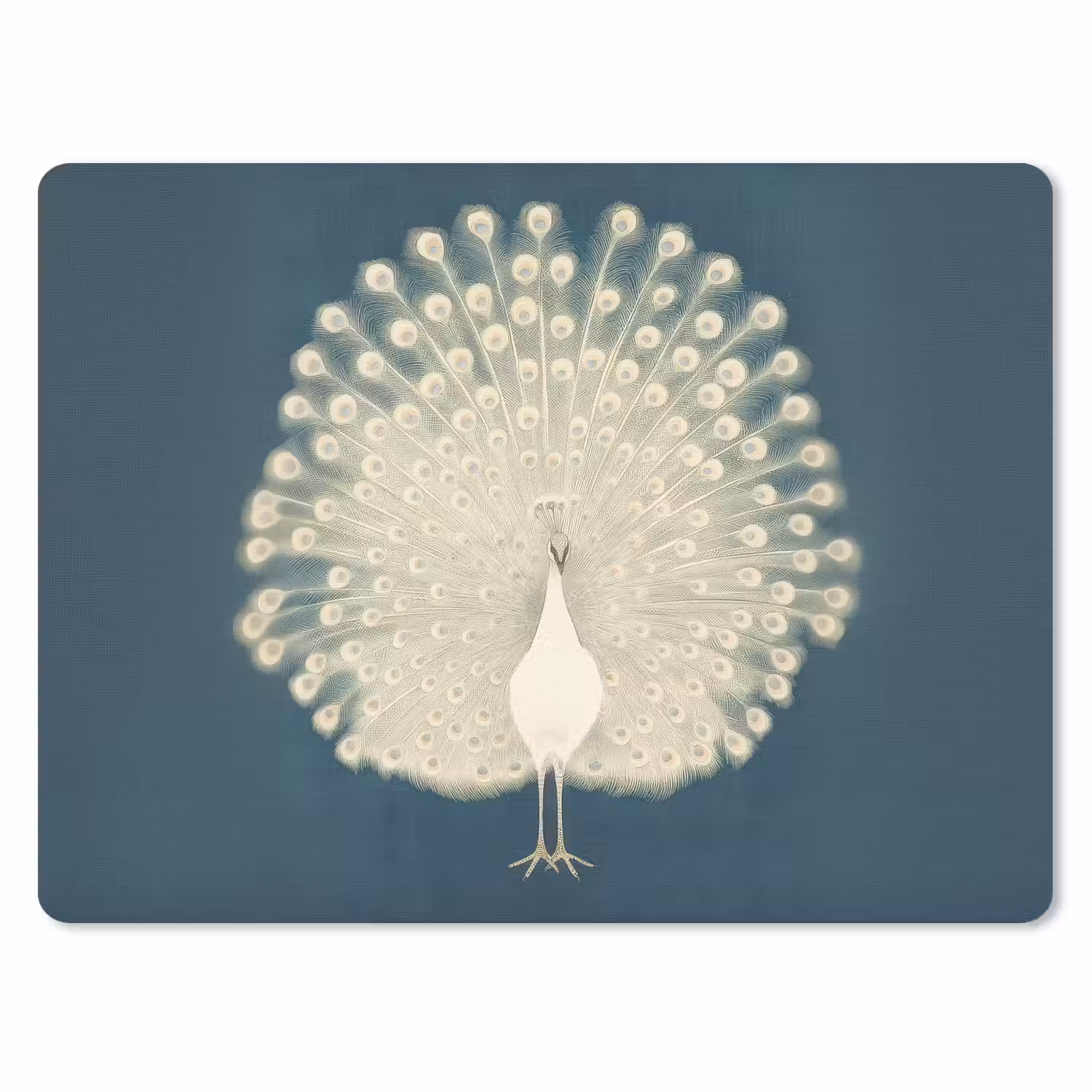 Vogel - Blauw - Vintage muismat rubber klein -3d