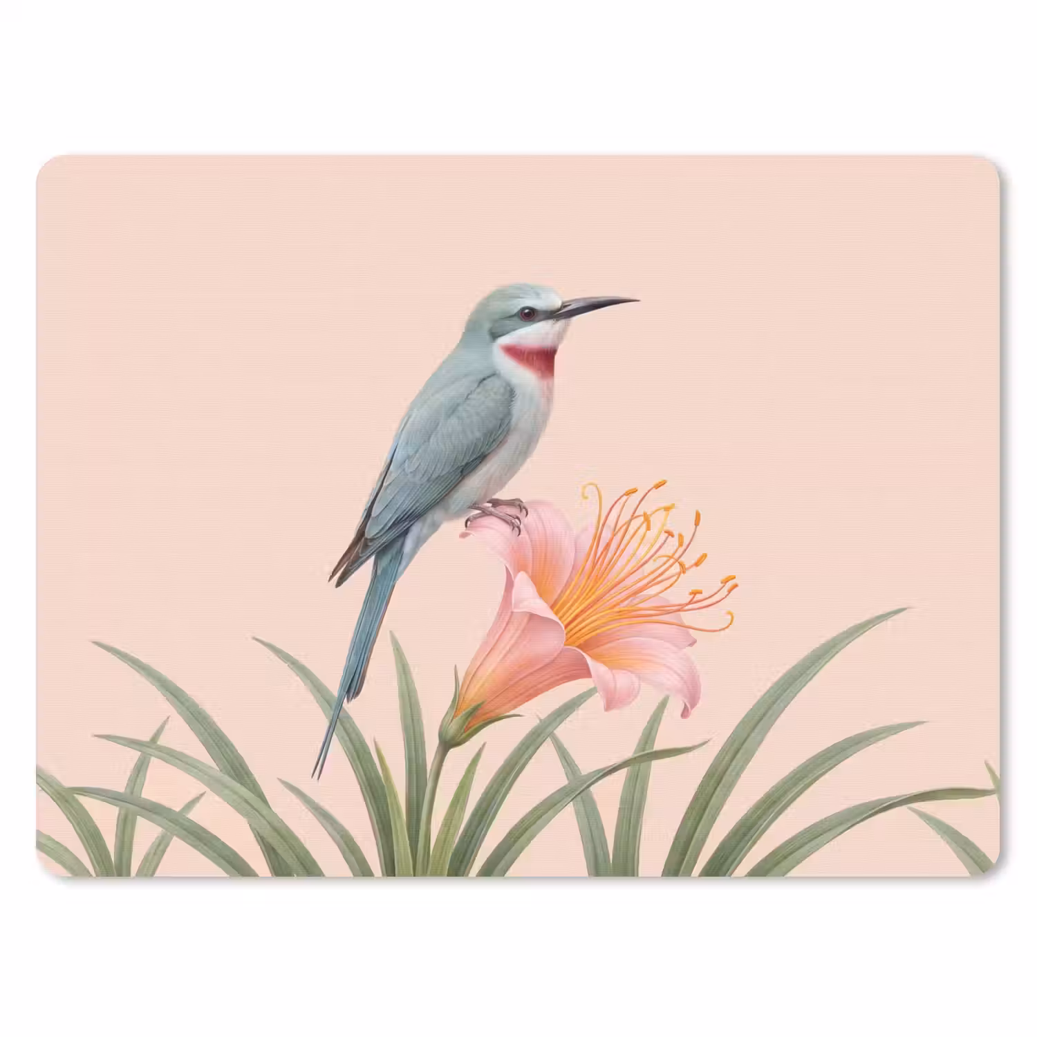 Vogel - Bloem - Natuur - Roze muismat rubber klein -3d