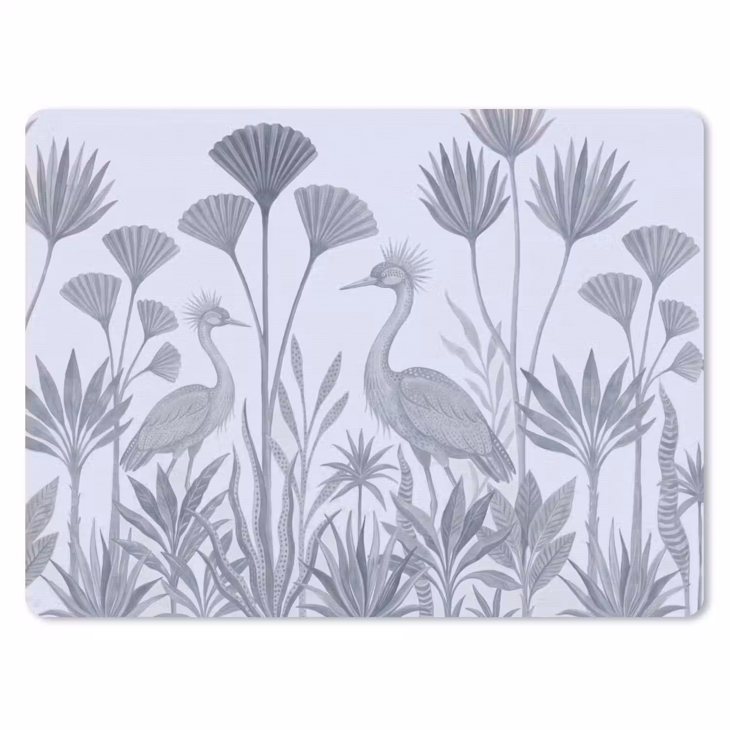 Vogel - Tropisch - Illustratie - Blauwgrijs - Natuur muismat rubber klein -3d
