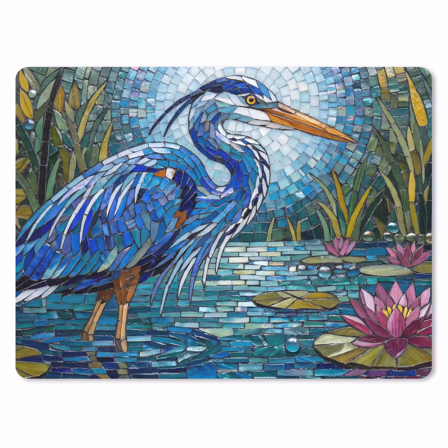 Vogel - Water - Natuur - Abstract - Blauw muismat rubber klein -3d