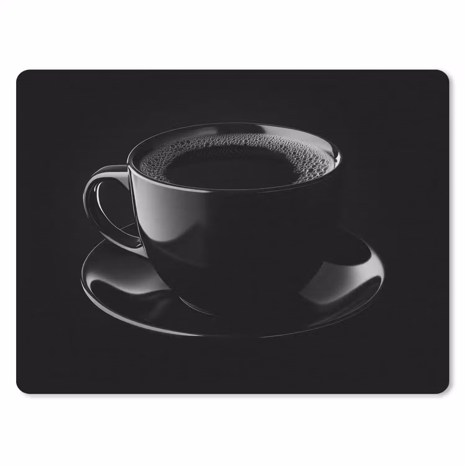 Zwart - Koffie - Kopje muismat rubber klein -3d
