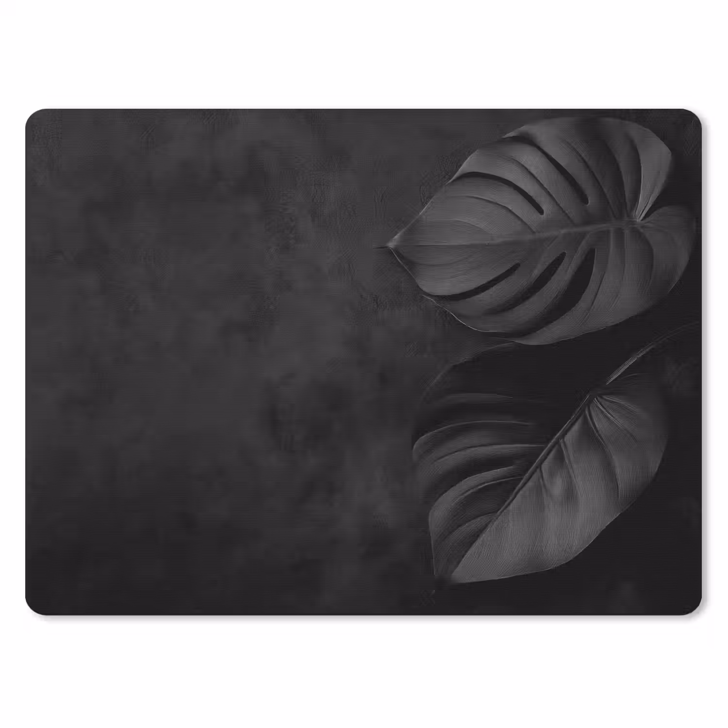 Zwart - Blad - Monstera muismat rubber klein -3d