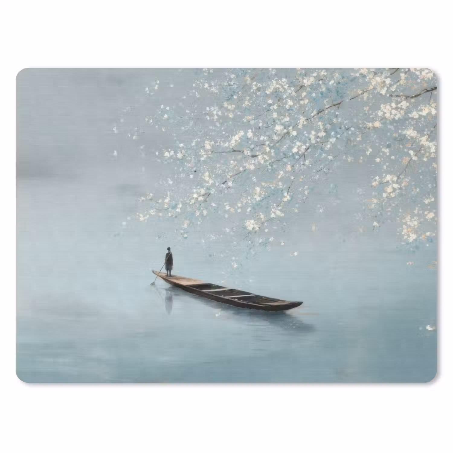 Bloesems - Minimalistisch - Wateroppervlak - Boot muismat rubber klein -3d
