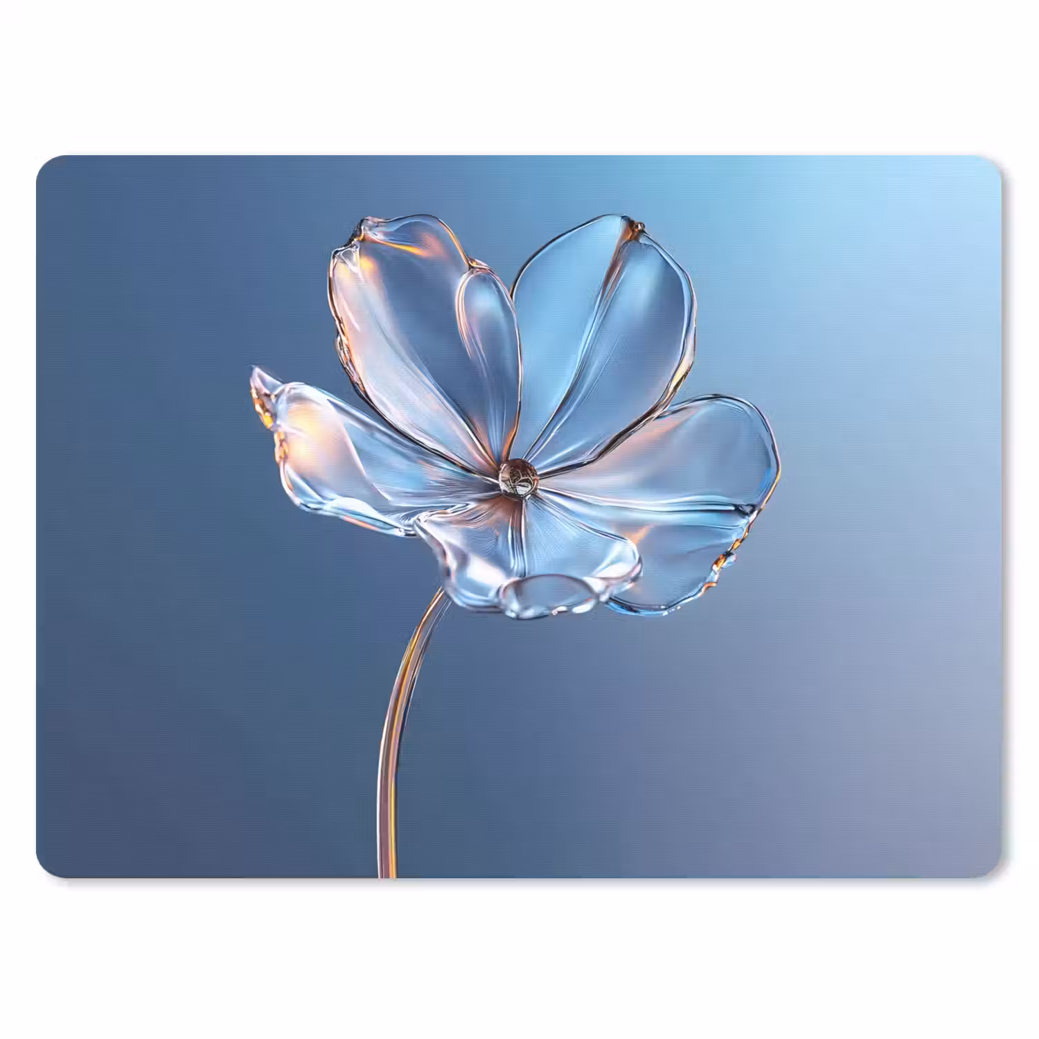 Blauw - Bloem - Glazen - Sierlijk muismat rubber klein -3d