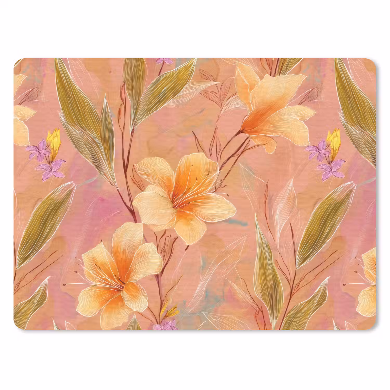 Botanisch - Bloemen - Kleurrijk muismat rubber klein 262 -3d