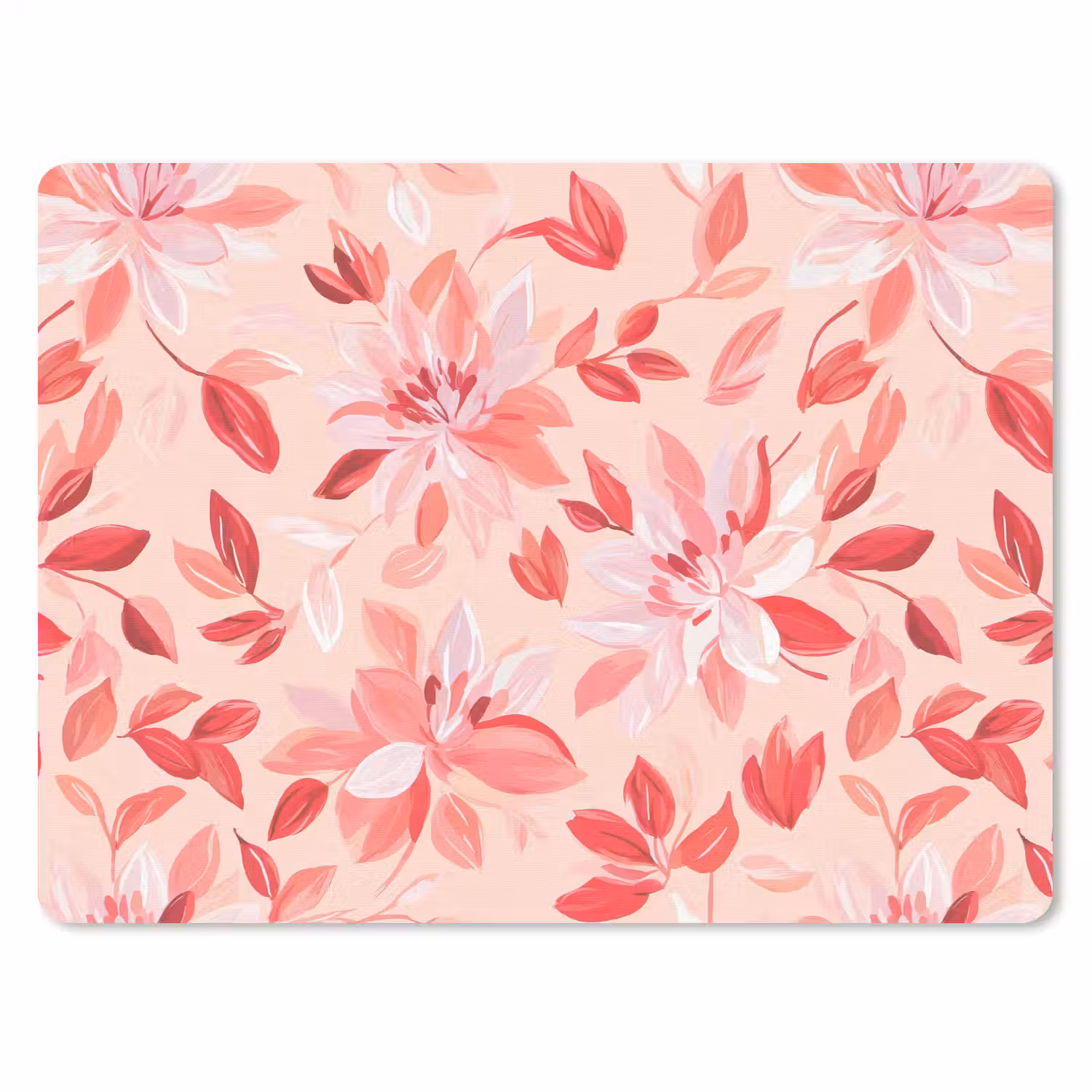 Botanisch - Bloemen - Rood muismat rubber klein 262 -3d